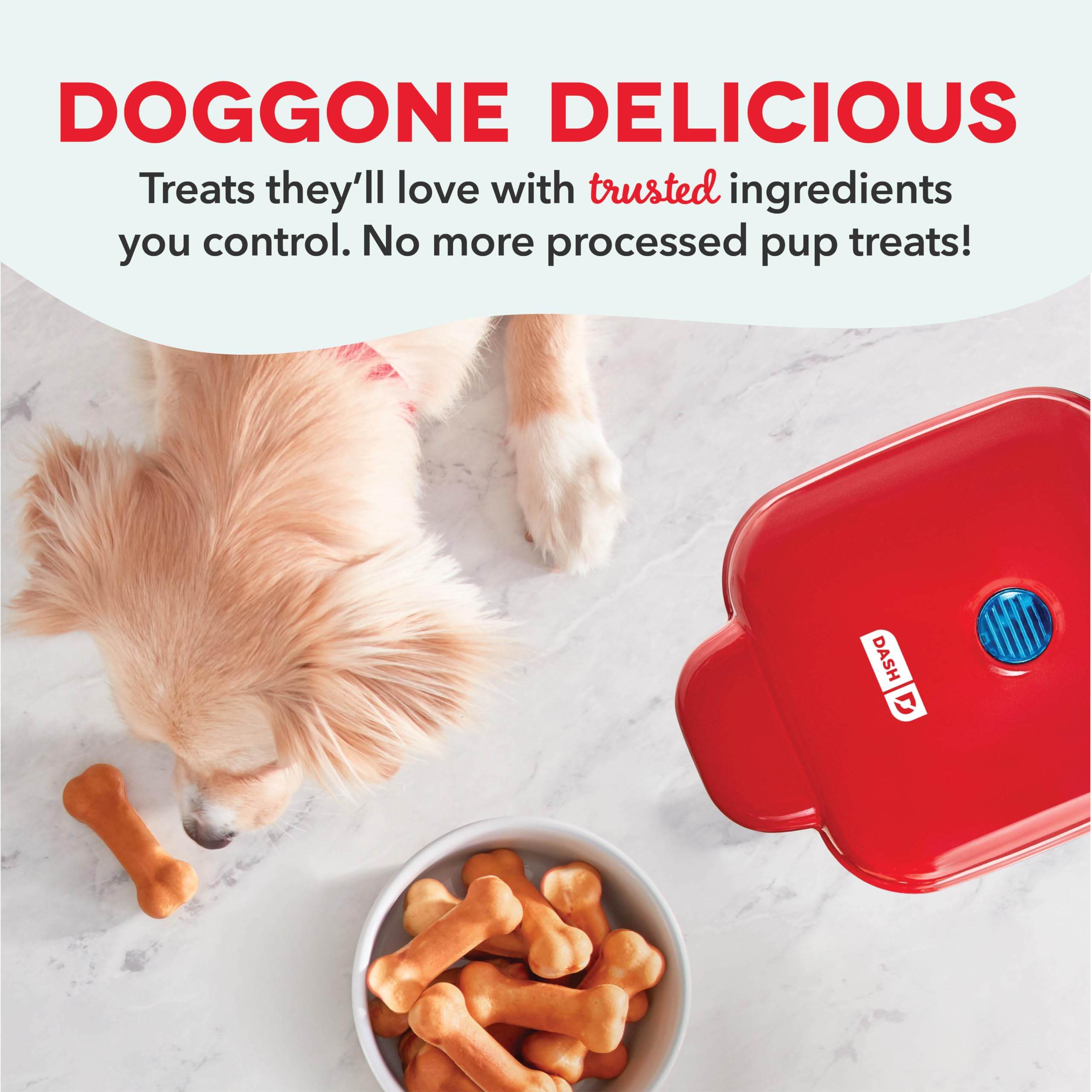 DASH Mini Dog Treat Maker for Homemade Dog Biscuits - Small Red Pet Treat Baking Machine for Healthy Snacks - Perfect for Training, Rewards & Special Occasions
