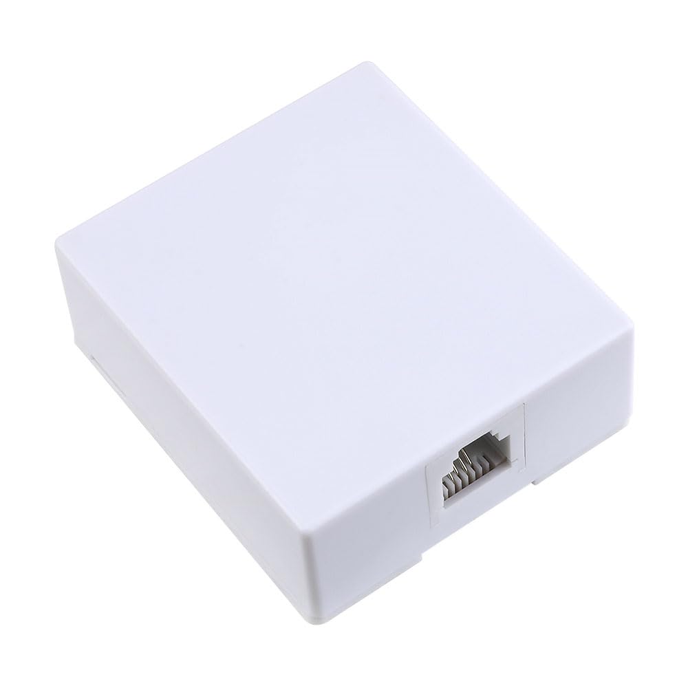 Skywalker Modular Surface Mount Phone Jack - White RJ45 Ethernet Wall Plate for Home & Office Network Installation