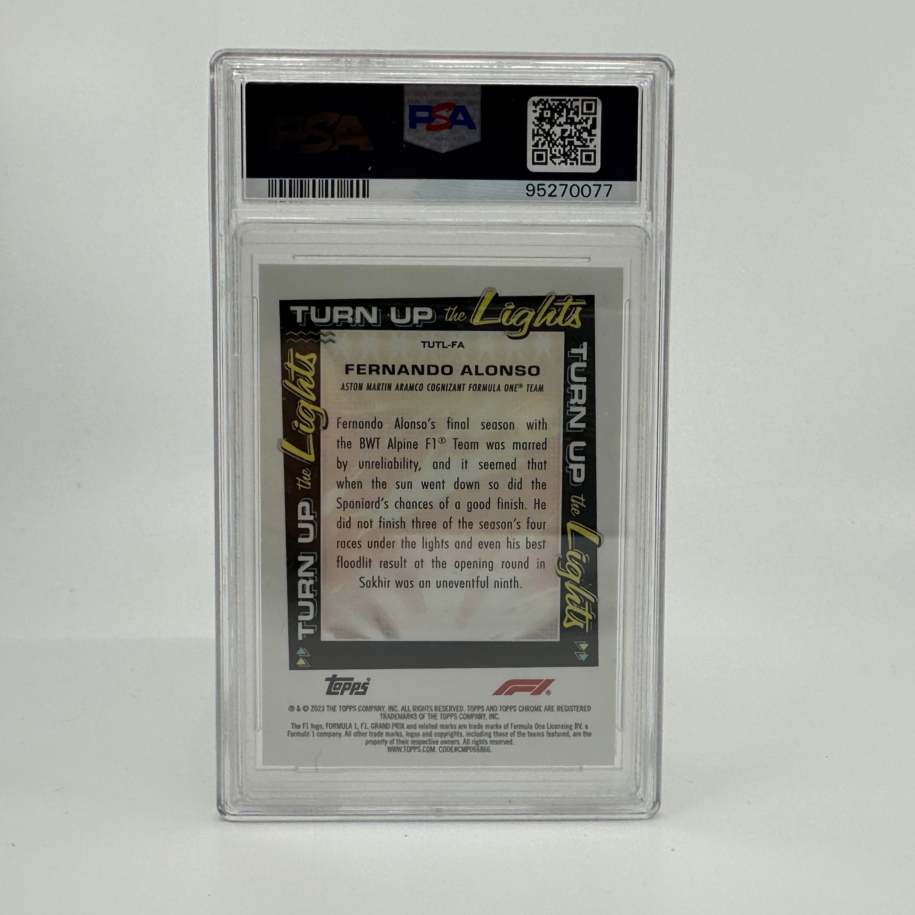 2023 Topps Chrome F1 Fernando Alonso #TUTLFA Gold PSA 9 Graded Trading Card - Perfect for F1 Collectors, Racing Fans, and Sports Memorabilia Enthusiasts