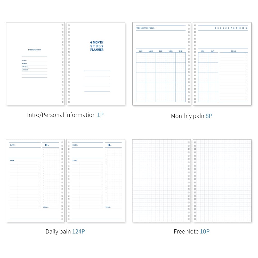 Monolike Checkers 4-Month Academic Study Planner - Weekly & Monthly Organizer for Students | Navy Blue Planner for School, College & University | Perfect for Exam Preparation & Time Management