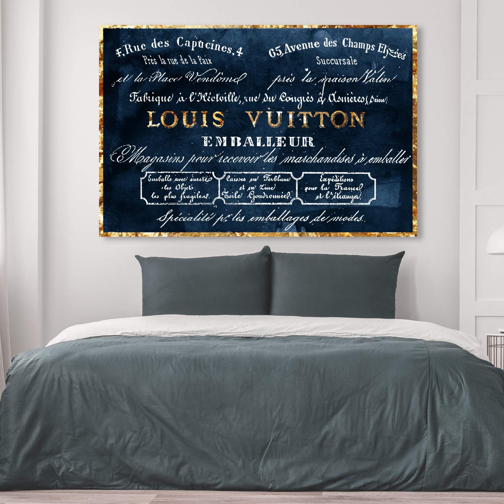 Oliver Gal 'Emballeur Navy' Blue Fashion Wall Art Print - Premium Canvas 60