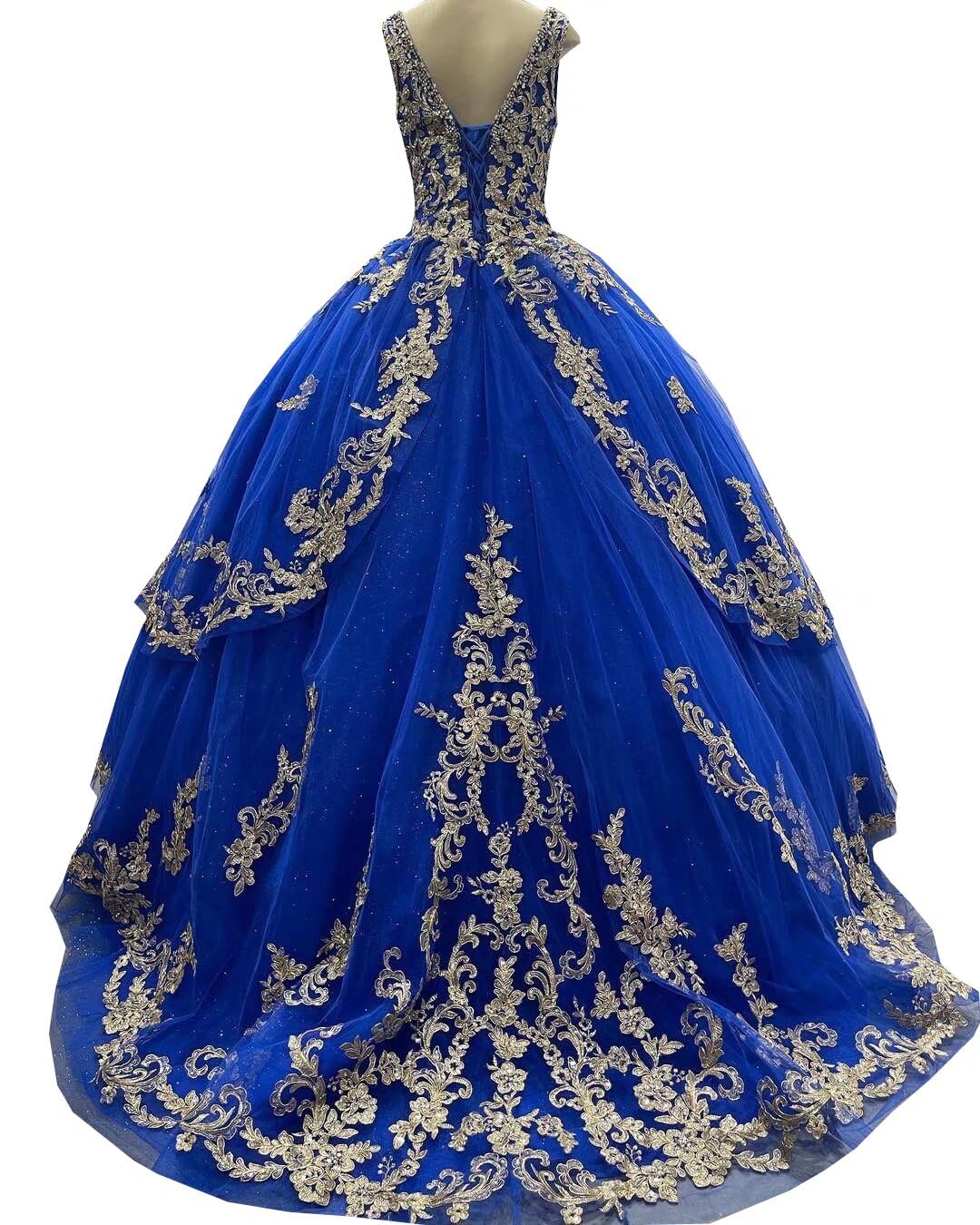 Elegant A-Line V-Neck Backless Corset Prom Evening Dress - Gold Embroidered Formal Gown for Cocktail Parties, Homecoming & Special Occasions 2025