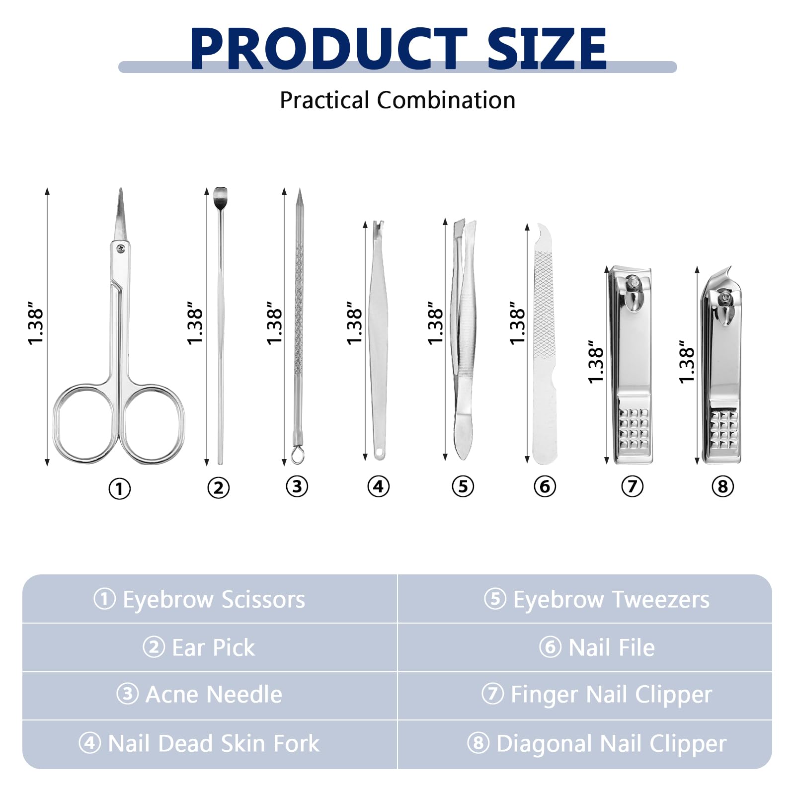 Lasnten 100 Bulk Nail Clipper Set - Professional Stainless Steel Manicure & Pedicure Kit with Travel Case - 8-in-1 Grooming Tools for Men, Women & Family (Black) - Perfect for Home, Travel & Salon Use