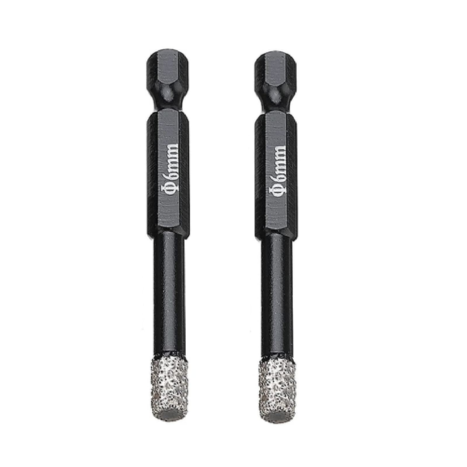 2-Pack 6mm Vacuum Brazed Diamond Drill Bits - Dry Hole Saw for Marble, Ceramic Tile, Glass & Stone - Perfect for DIY Home Renovation, Bathroom Tiling & Craft Projects