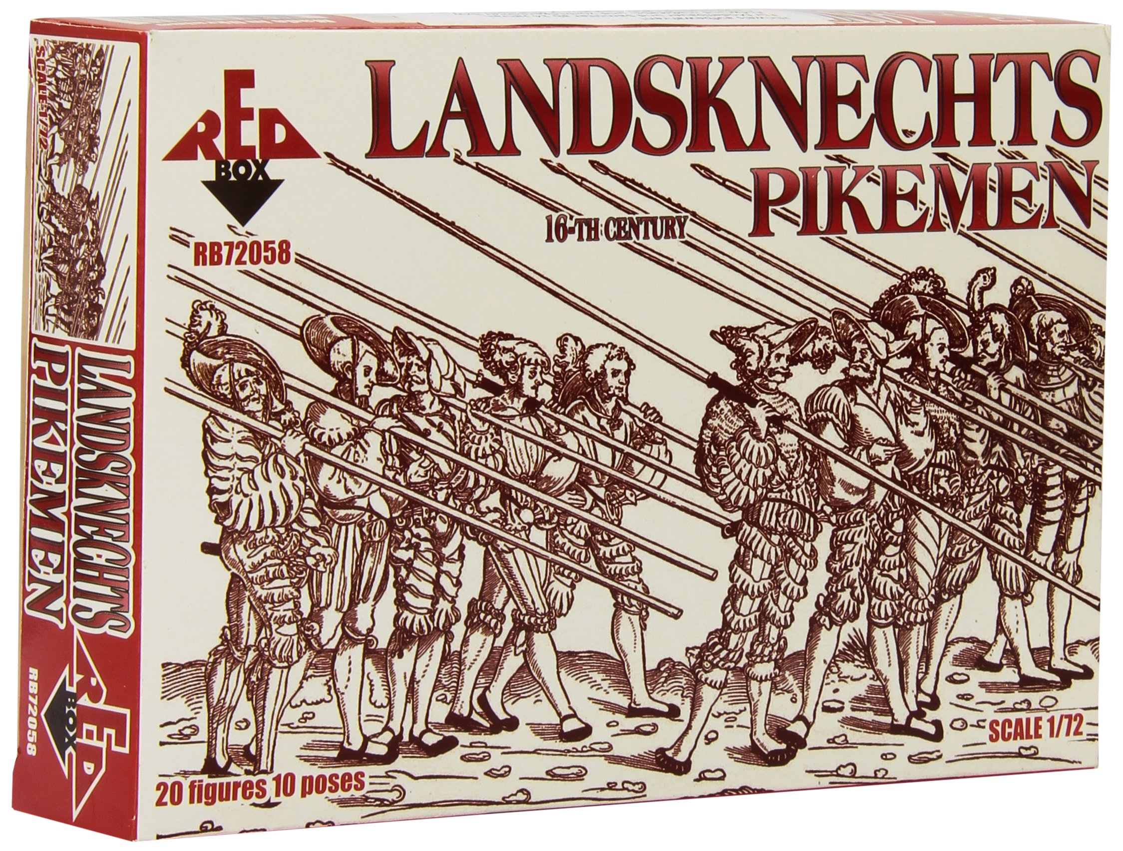 16th Century Landsknecht Pikemen Miniature Figures - 1/72 Scale (20 Pieces) - Perfect for Wargaming, Historical Dioramas & Tabletop Strategy Games