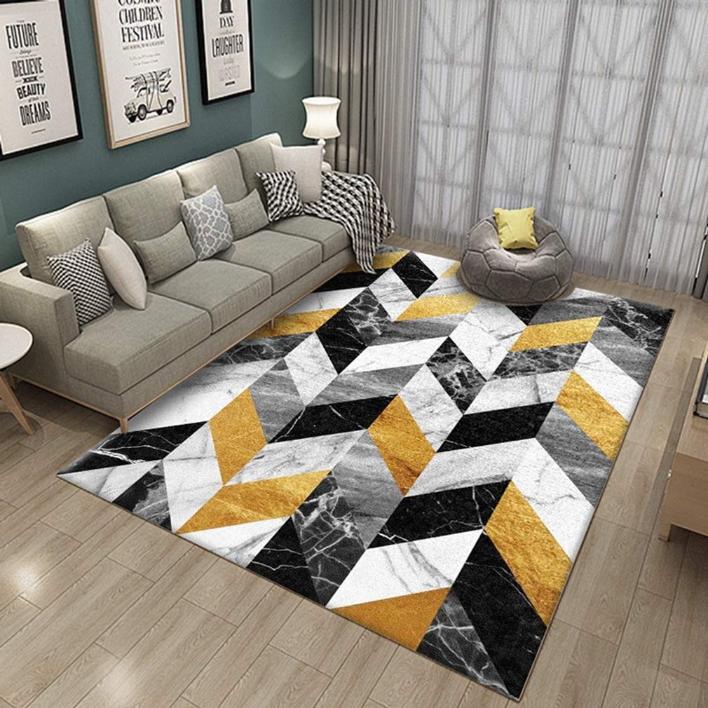 Soft Geometric Area Rug - Non-Slip Fleece Carpet for Living Room, Bedroom & Nursery - Modern Home Decor for Playroom & Cozy Spaces - Indoor/Outdoor Use (6.2' x 8') - Perfect for Kids Crawling, Family Gatherings & Relaxation