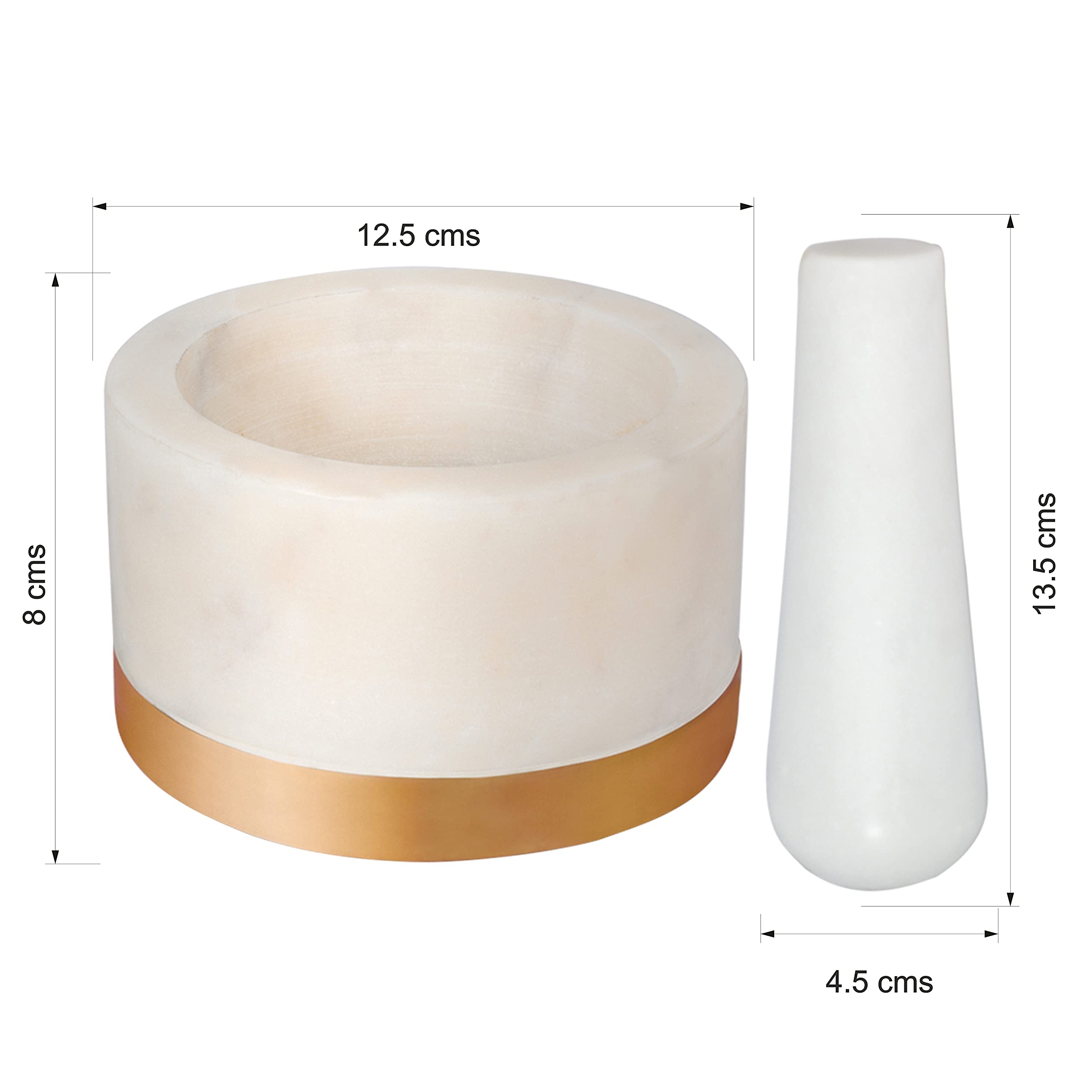 Premium Marble Mortar and Pestle Set with Brass Base - Heavy Duty Natural Stone Grinder for Spices, Herbs, Seasoning & Pastes - Perfect for Kitchen, Cooking, Ayurveda & Herbal Medicine Preparation