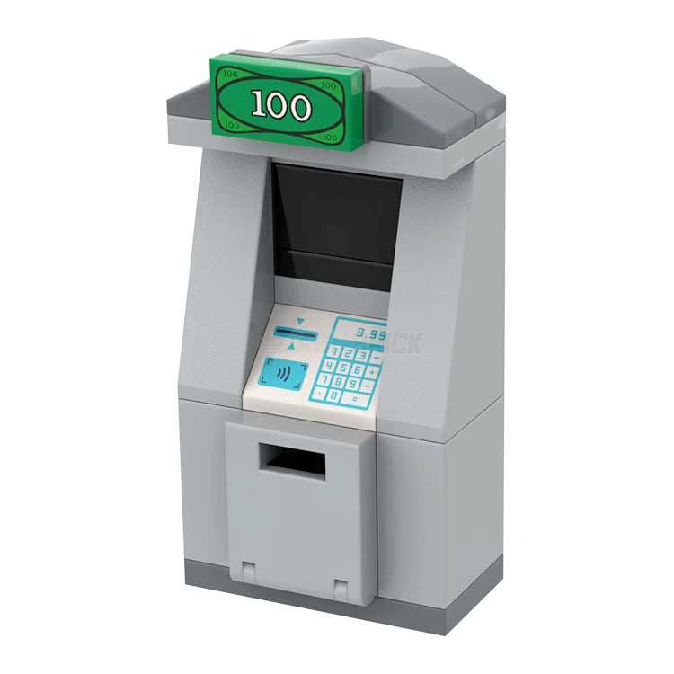 LEGO ATM Automatic Teller Machine Building Block Set - MiniMOC Model for Kids & Adults - Perfect for Bank Themed Play & Display