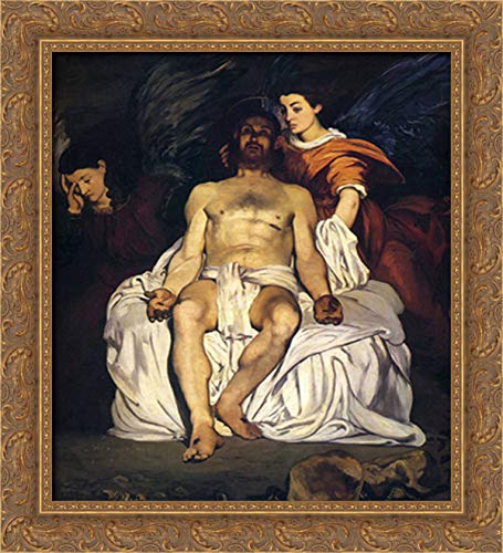 Edouard Manet The Dead Christ with Angels 20x22 Inch Gold Ornate Wood Framed Canvas Art - Religious Wall Decor for Church, Home & Office
