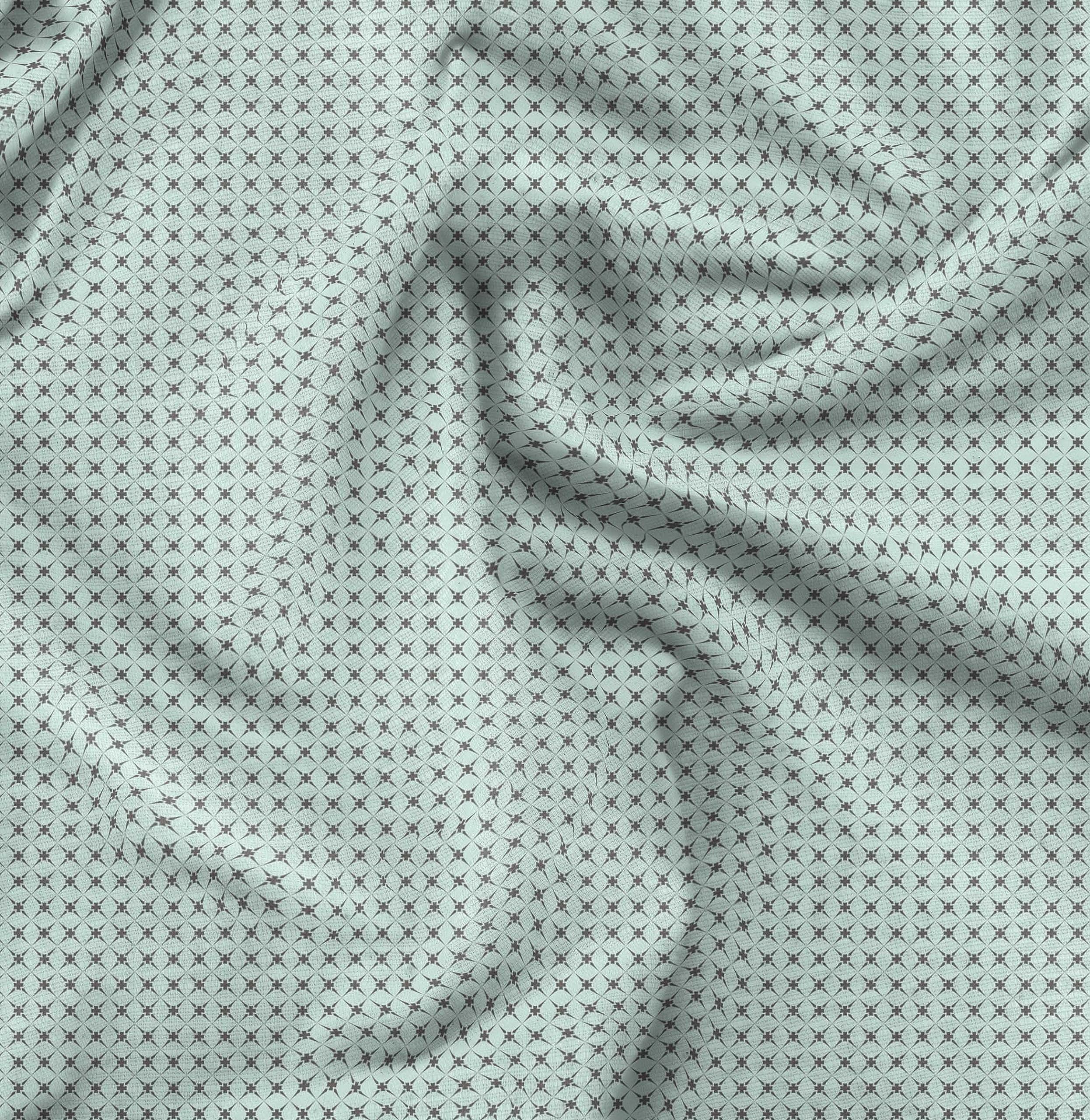 Soimoi Moss Green Georgette Fabric by The Yard - 42 Inch Wide Geometric Star Printed Material - Cosmic & Whimsical Design for Dresses, Scarves & Home Decor