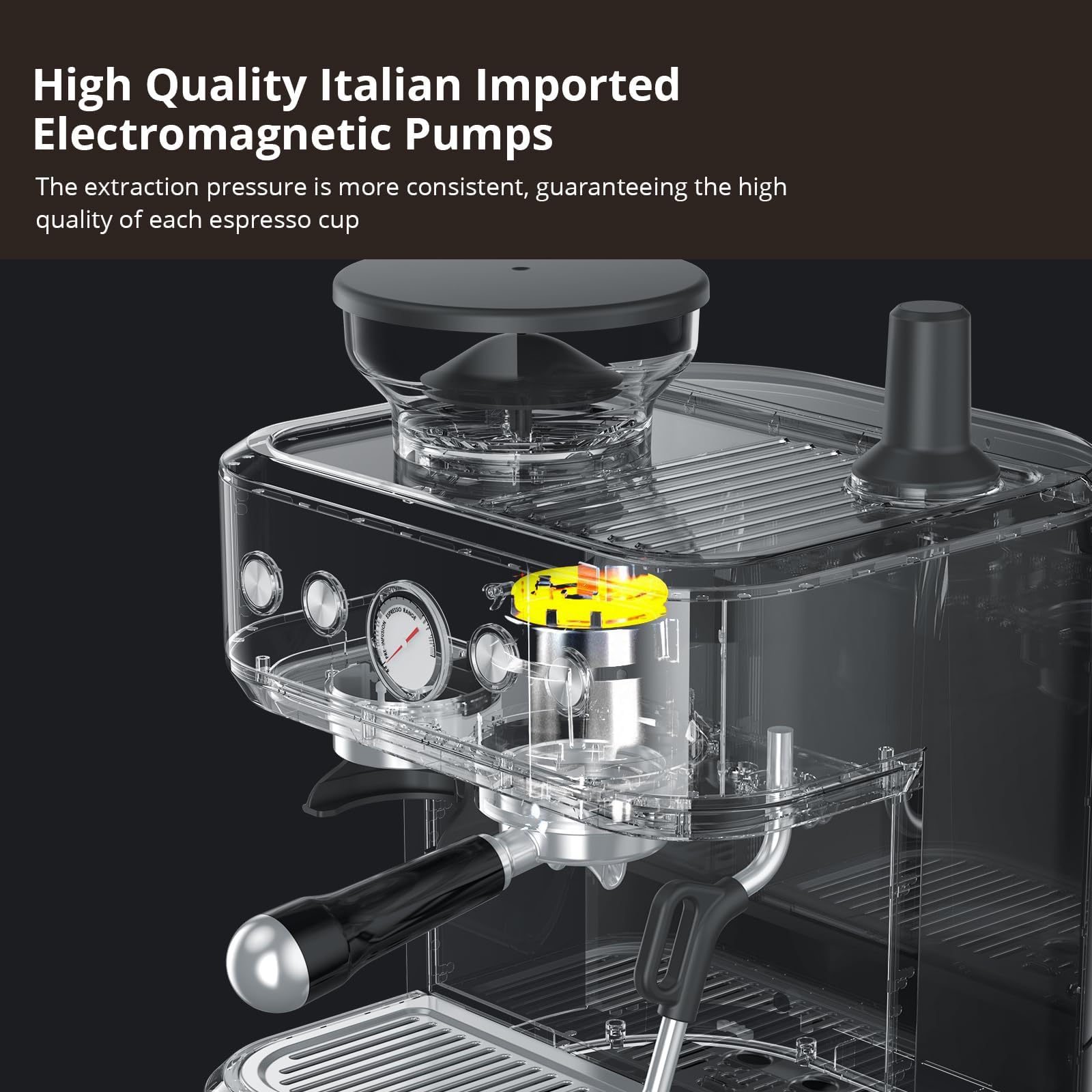Premium Italian 15 Bar Espresso Machine with Built-in Grinder & Milk Frother - 85oz Large Water Tank, Dual PID Temperature Control, Auto-Cleaning System - Perfect for Home Baristas to Make Lattes, Cappuccinos & Americanos (Ideal for Kitchen, Office or Coffee Shop Use)