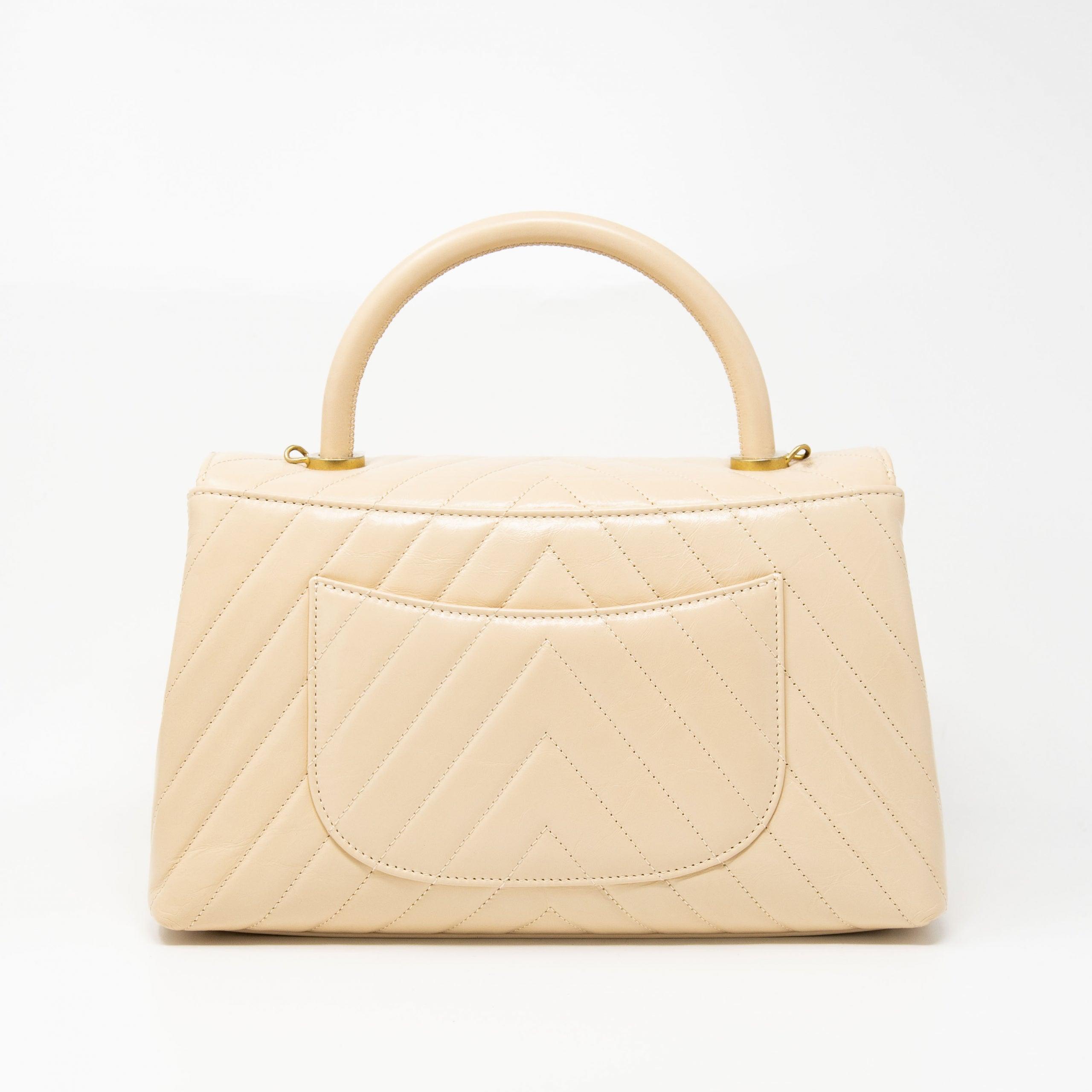 Chanel Beige Medium Coco Handle Bag - Classic Quilted Leather Crossbody & Shoulder Purse for Women | Perfect for Work, Date Night & Special Occasions