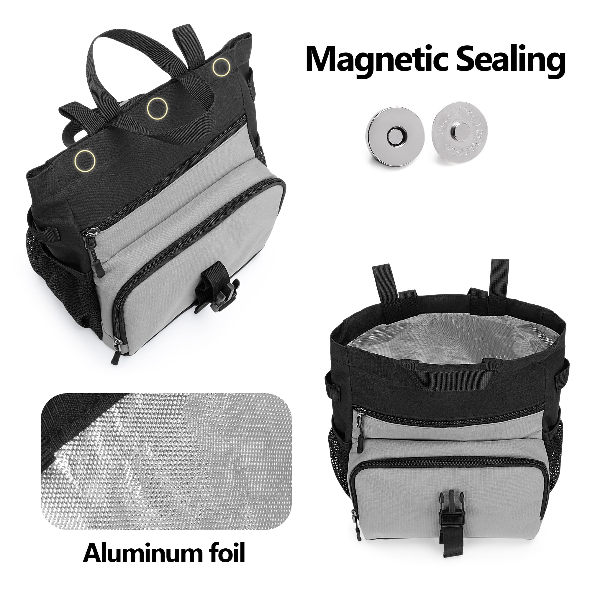 Premium Chalk Bucket Bag for Rock Climbing & Bouldering - Large Capacity with Aluminum Foil Lining, Magnetic Closure, Multiple Pockets & 2 Brush Holders (Patented Design) - Ideal for Indoor/Outdoor Climbing Gyms & Mountain Adventures