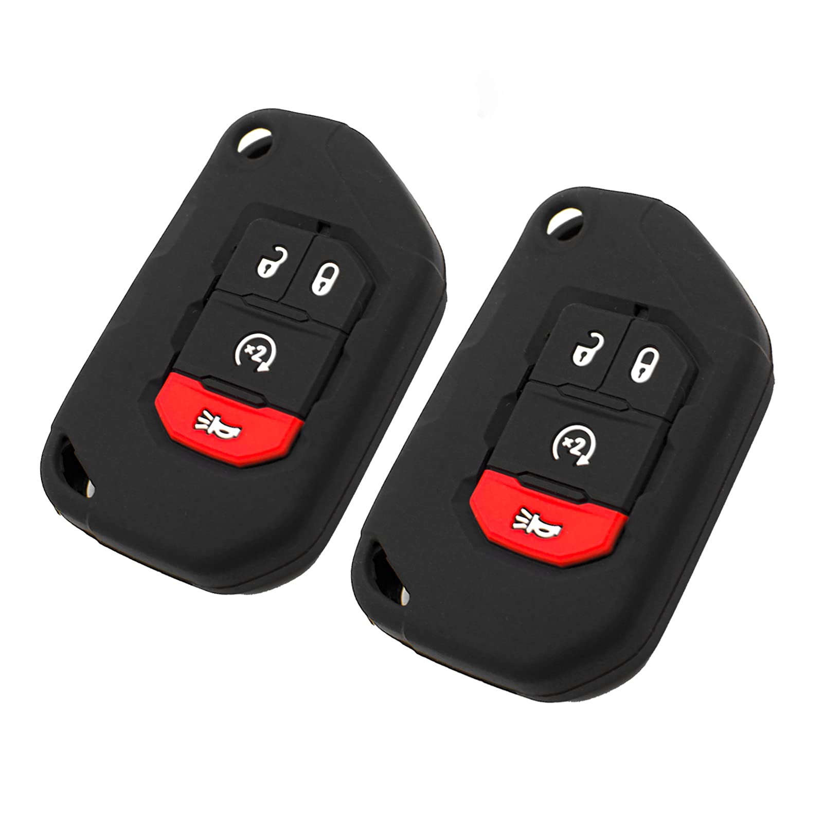 Premium Silicone Key Fob Cover for Jeep Wrangler JL/JLU, Gladiator JT, Wagoneer - Durable Remote Key Protection Case (Black) | Car Accessories | Perfect for Off-Road Adventures & Daily Commuting