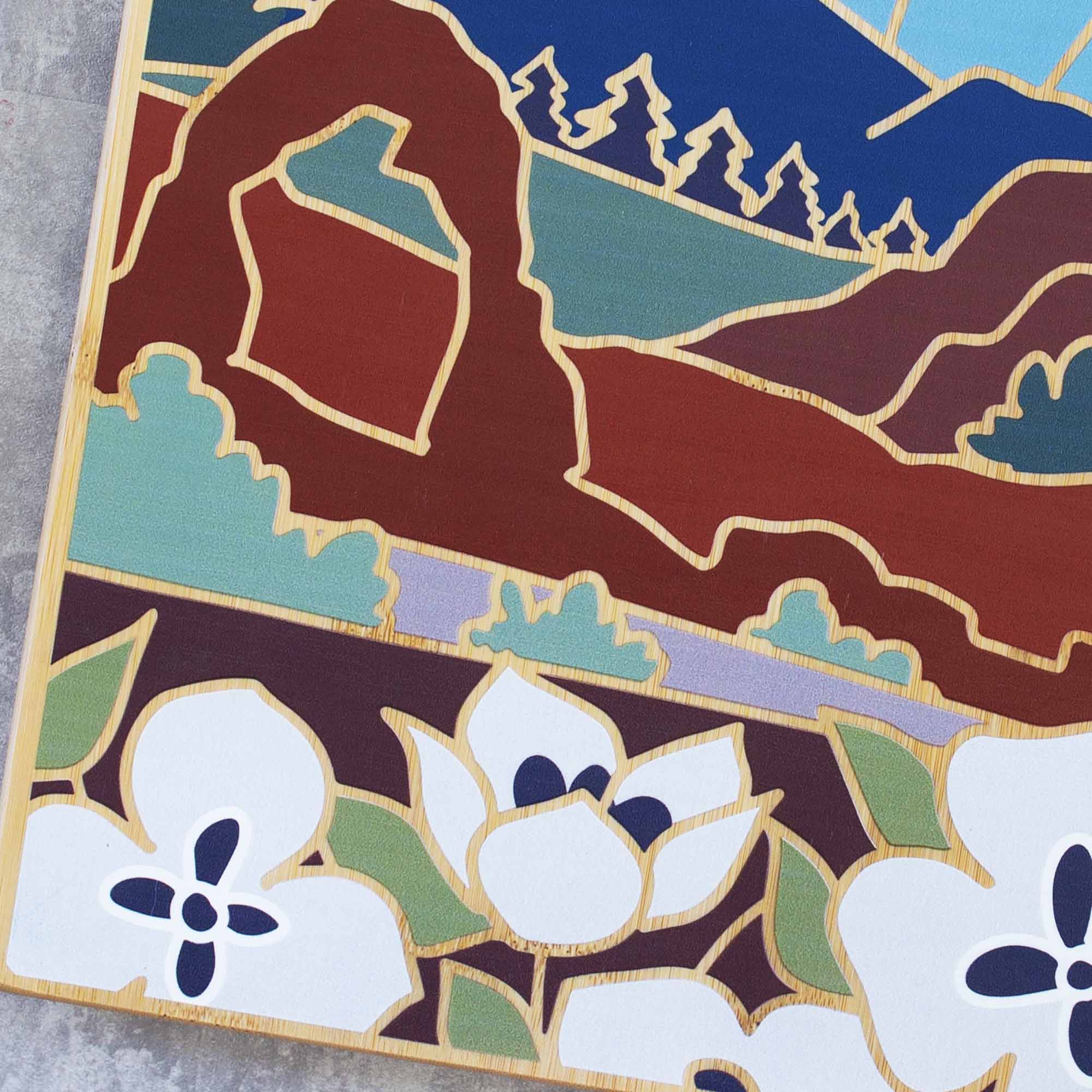 Handcrafted Utah-Themed Wooden Cutting Board with Summer Stokes Art - Perfect for Kitchen Decor & Gift Giving