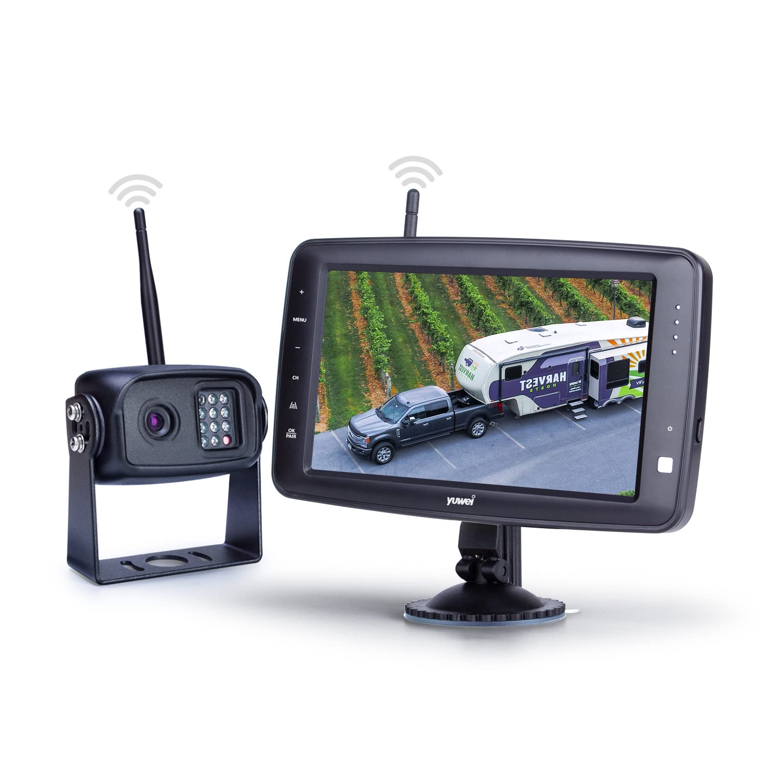 7-Inch Splitscreen Wireless Backup Camera System - Waterproof Rear View Camera with Night Vision, Supports 2nd Camera for Trailers, RVs, Trucks & Horse Trailers | Easy Parking & Reversing Safety