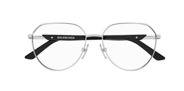 Balenciaga BB0249O 001 Silver Black Round Men's Eyeglasses - Stylish Designer Frames for Men, UV Protection, Lightweight & Comfortable - Perfect for Work, Driving, and Everyday Fashion