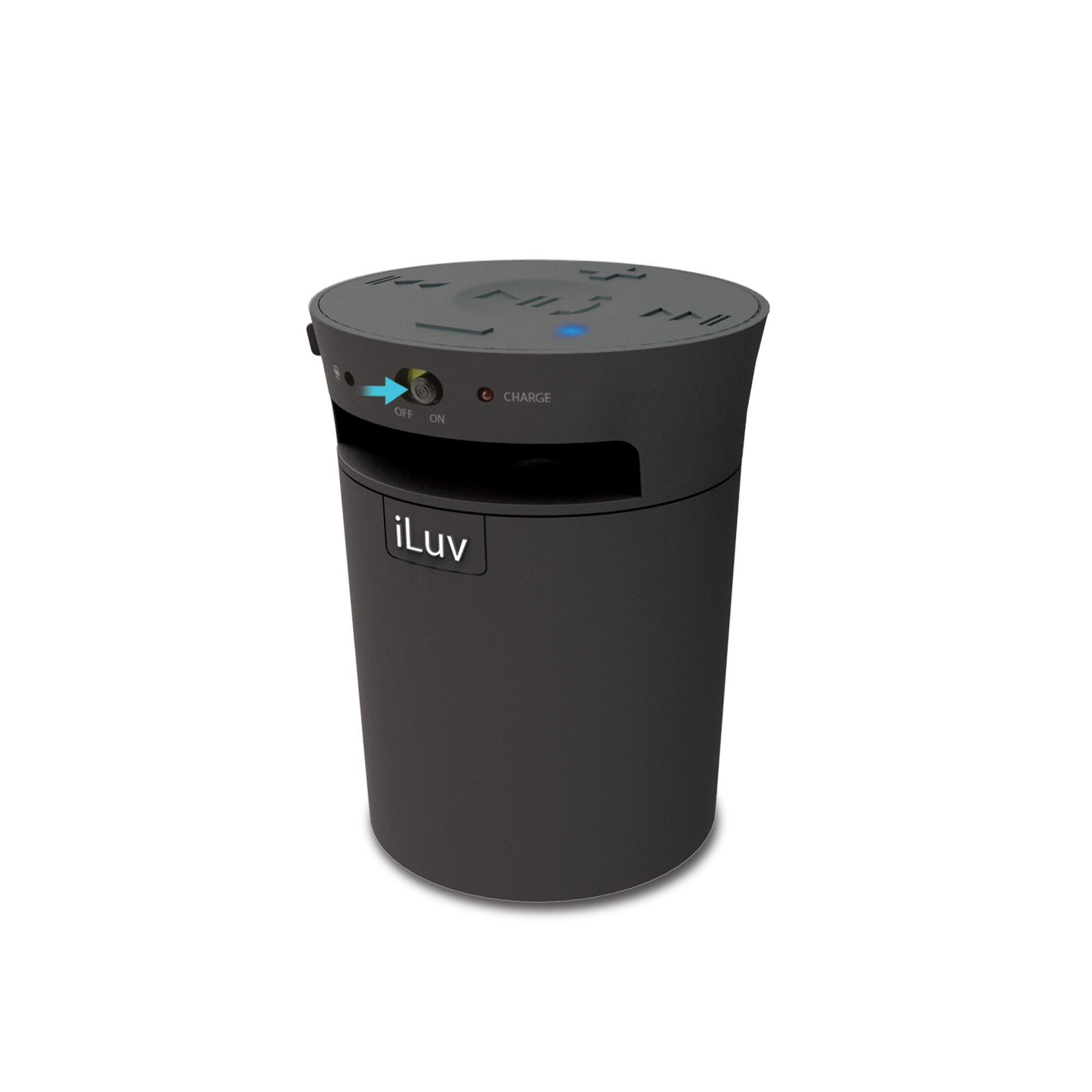 iLuv MobiCup Splash-Resistant Wireless Bluetooth Speaker with Built-in Mic | Portable Speakerphone for Kindle, Tablet, Smartphone & Laptop | Perfect for Outdoor, Poolside & Home Use (Black)