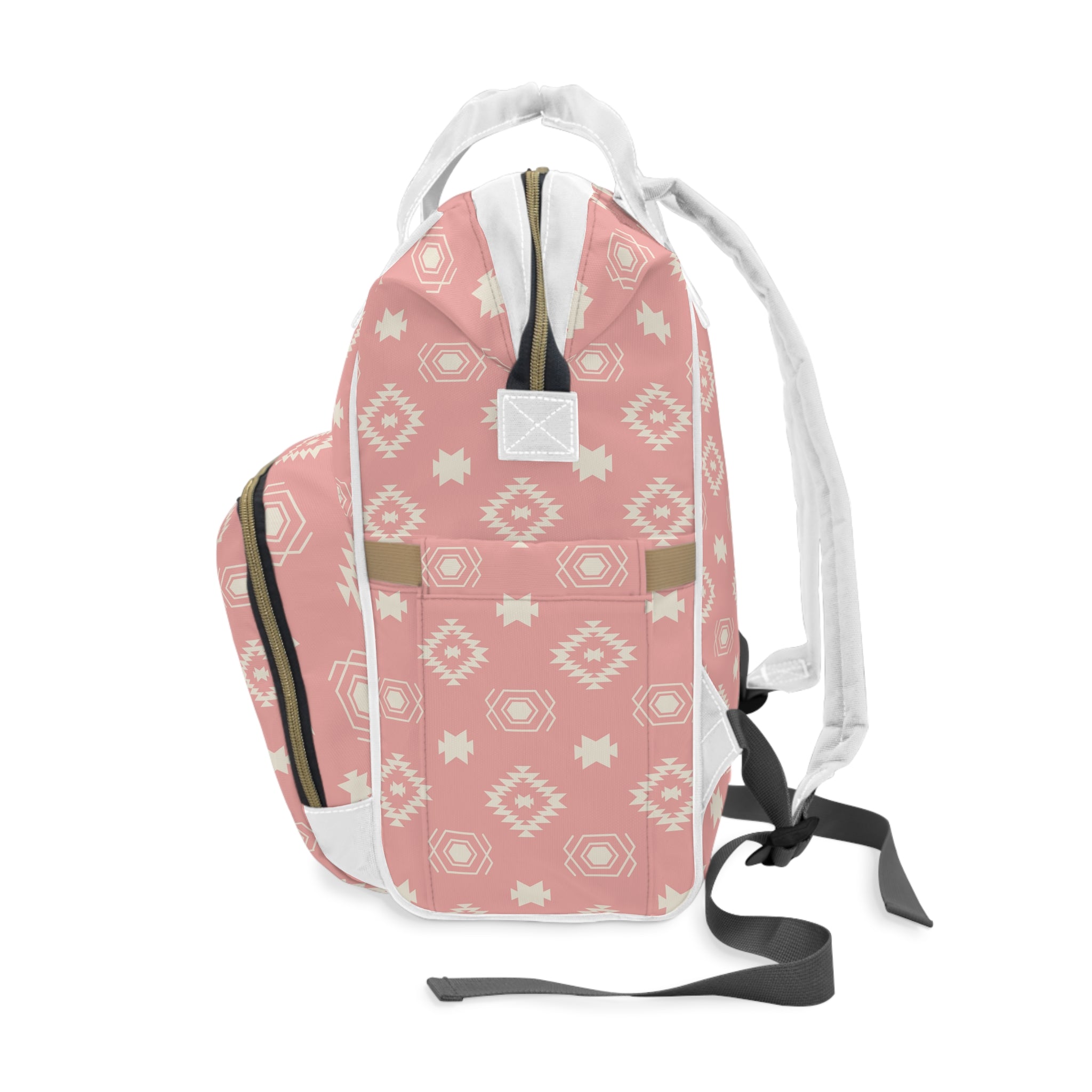 Stylish Pink Southwestern Diaper Backpack for Moms - Large Multifunctional Baby Bag with Insulated Bottle Pocket & Changing Pad - Perfect for Travel, Hospital Visits & Daily Parenting Essentials