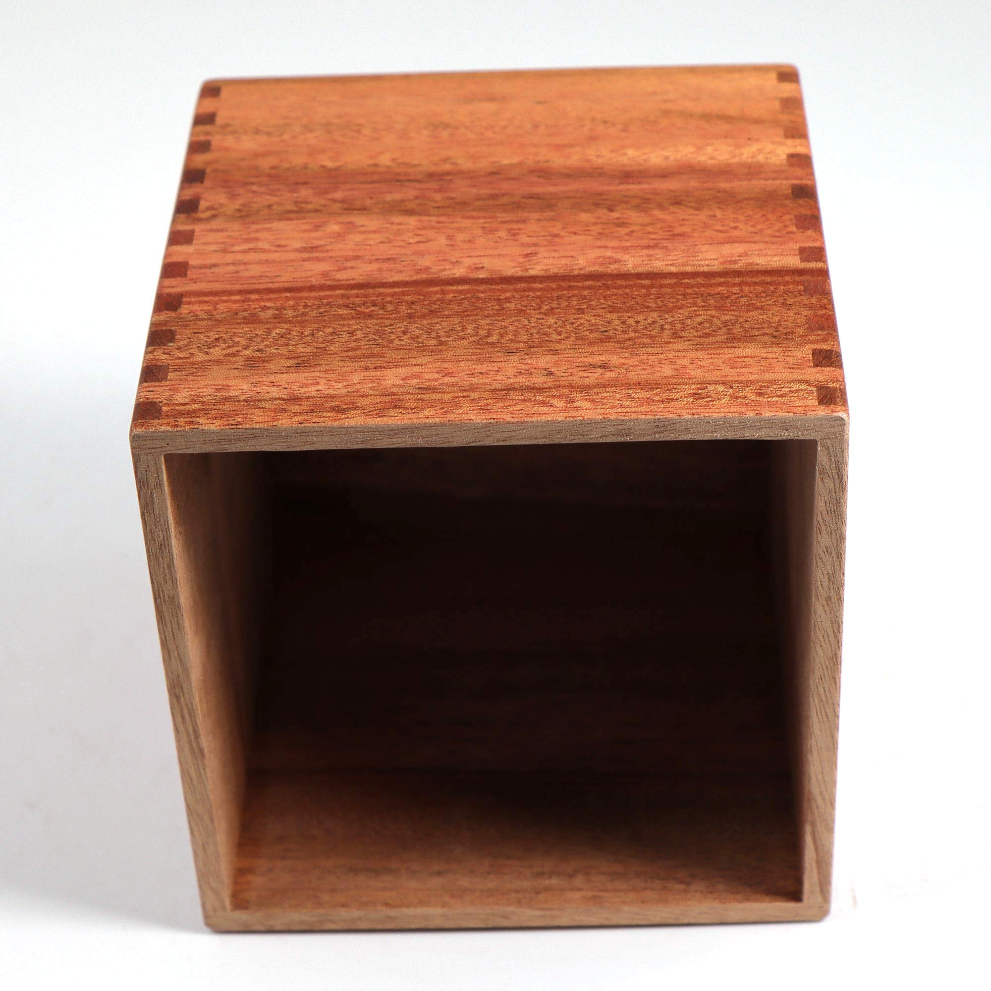 Handmade Solid African Mahogany Tissue Box Cover - Premium Wooden Cube Holder with Box Jointed Sides - Elegant Home Decor for Living Room, Bedroom & Bathroom
