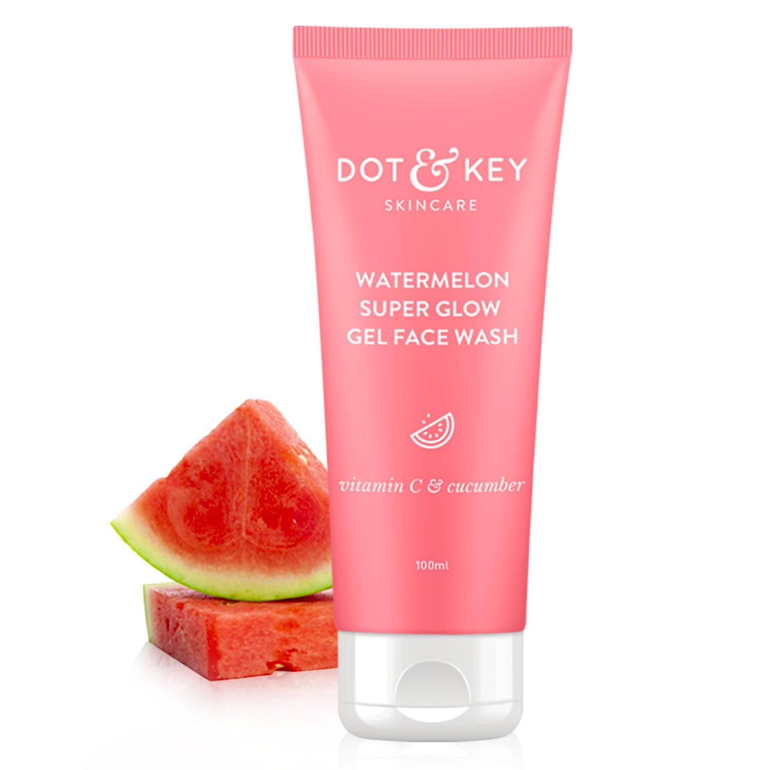 Watermelon Super Glow Gel Face Wash with Vitamin C & Cucumber - Oil Free Cleanser for Combination & Oily Skin | Brightening Facial Wash for Women & Men (100ml) | Perfect for Morning & Night Skincare Routine