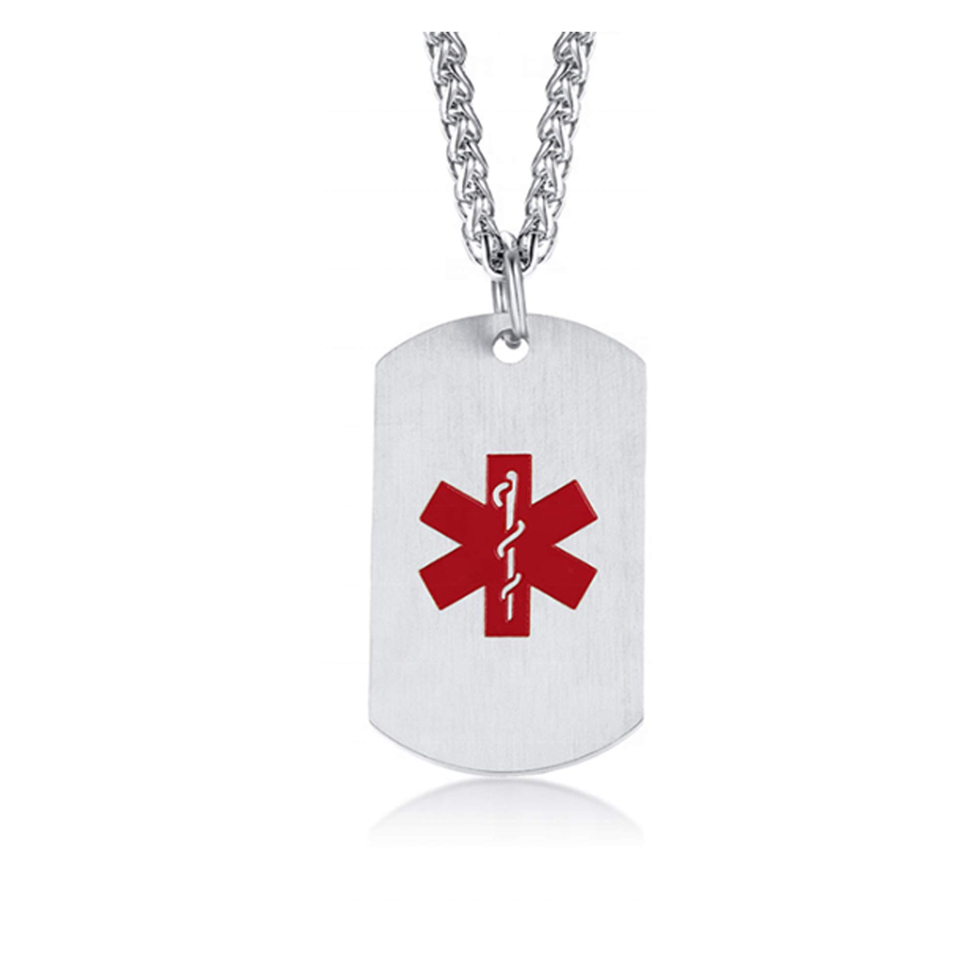 Custom Medical Alert ID Dog Tag Necklace for Women & Men - Stainless Steel Emergency Medical ID Tag - Perfect for Allergies, Diabetes & Heart Conditions