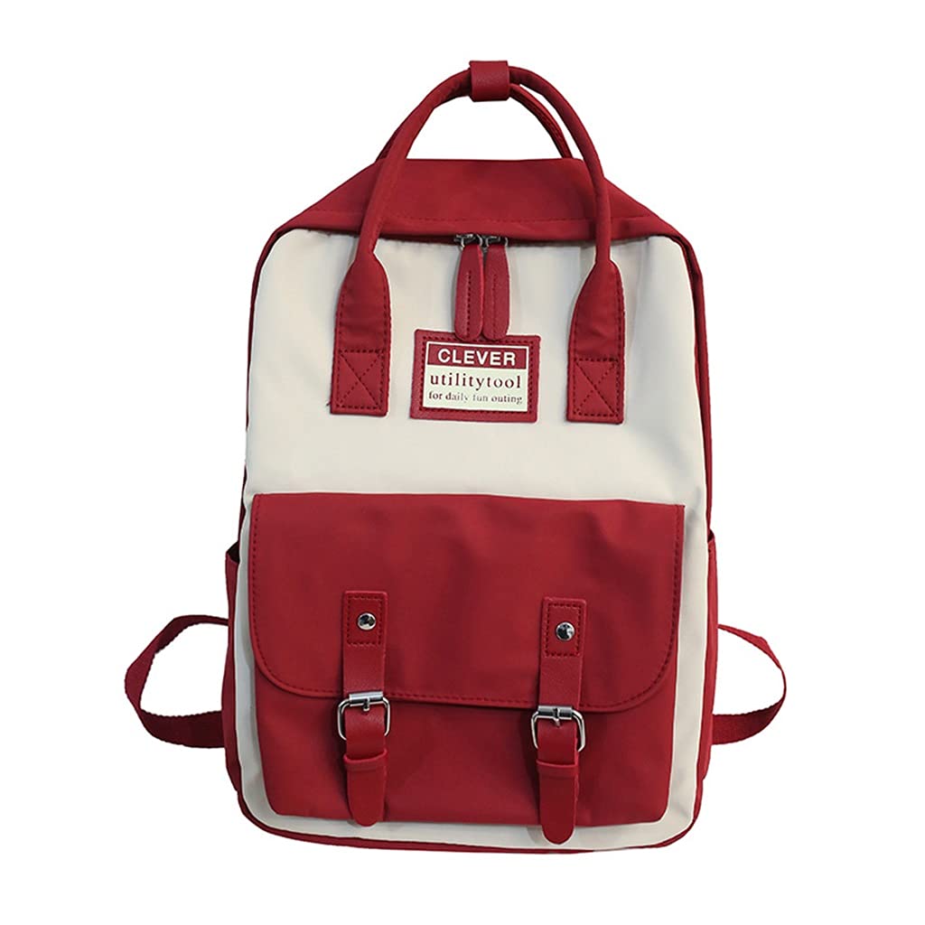 Cute Aesthetic Kawaii Backpack for Women & Girls - Waterproof School Bookbag with Accessories (Red) - Perfect for School, College, Travel & Everyday Use