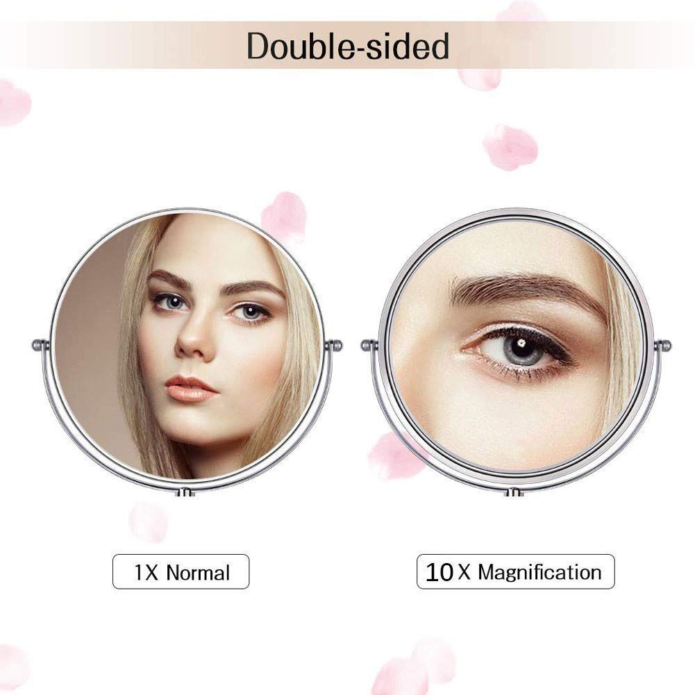 10X Magnifying Makeup Mirror - Wall Mounted Double-Sided Swivel Vanity Mirror for Bathroom, Shaving & Cosmetics Application - Perfect for Makeup, Skincare & Grooming Routine