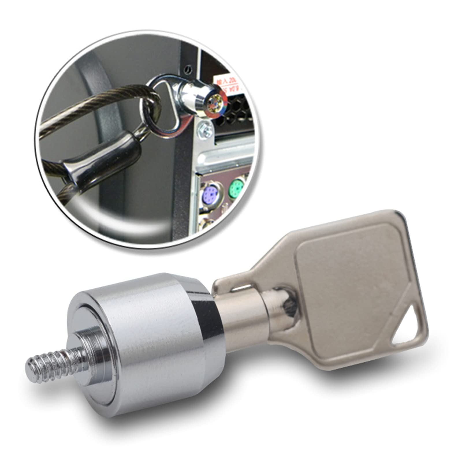 Computer Case Screw Lock - Anti-Theft PC Chassis Lock with Keys for Desktop Computer Security (Silver) | Perfect for Office, Home & Gaming PC Protection