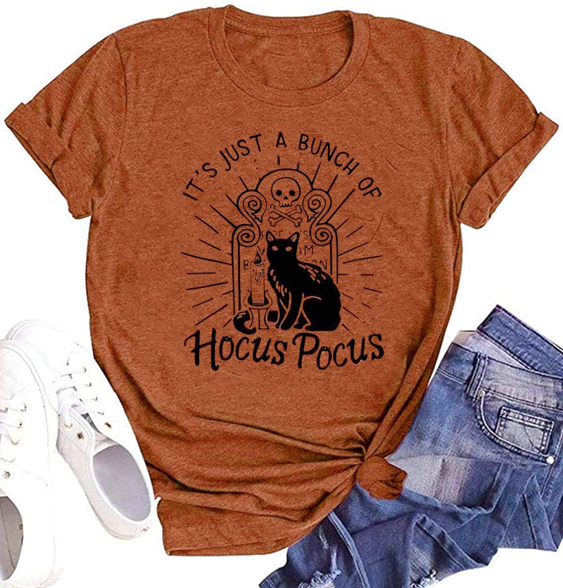 Woffccrd Women's Funny Leopard Pumpkin Printed Halloween T-Shirt - Short Sleeve Graphic Tee for Fall & Thanksgiving - Perfect for Costume Parties, Autumn Outfits & Casual Wear
