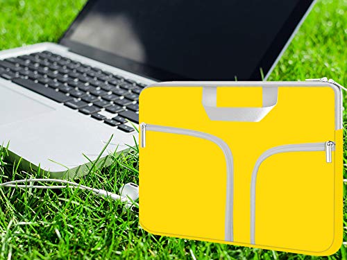 HESTECH 11.6-12.3 Inch Chromebook Case - Neoprene Laptop Sleeve with Handle for Acer R11, HP Stream, Samsung, Surface Pro X/7/6/5/Go, MacBook Air/Pro M2 M1 - Protective Computer Bag in Yellow - Perfect for School, Office & Travel