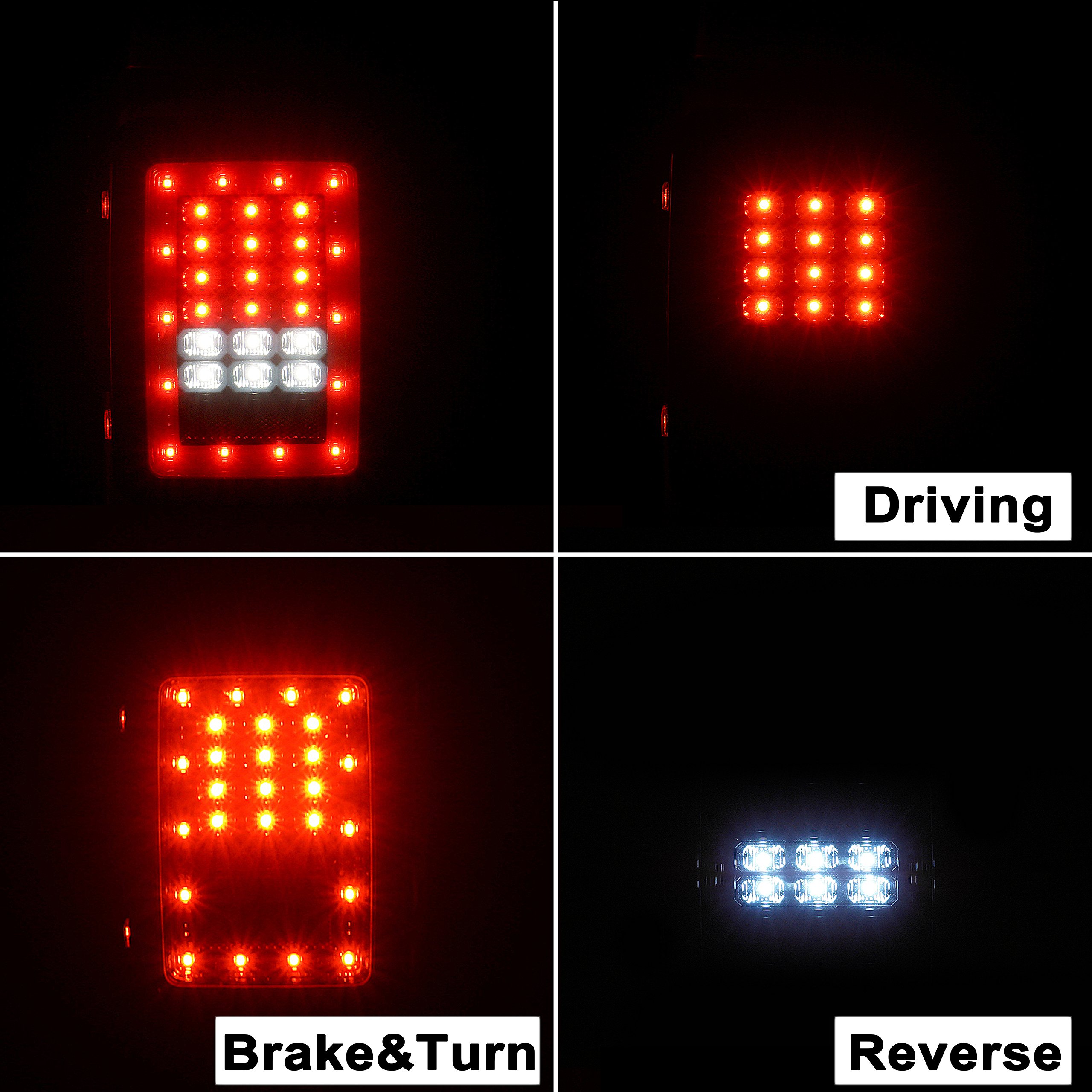 Hooke Road LED Tail Light Assembly for 2007-2018 Jeep Wrangler JK & Unlimited - Brake Light & Turn Signal Replacement - Off-Road & Night Driving Safety Upgrade