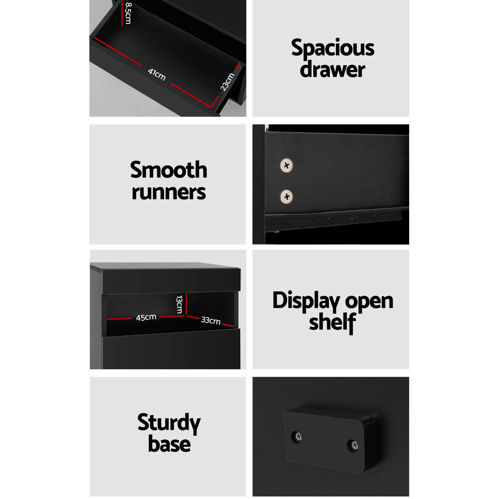 Heres LED Bedside Table Lamp with Touch Control - Modern Nightstand Light in Black for Bedroom, Living Room, and Office Use
