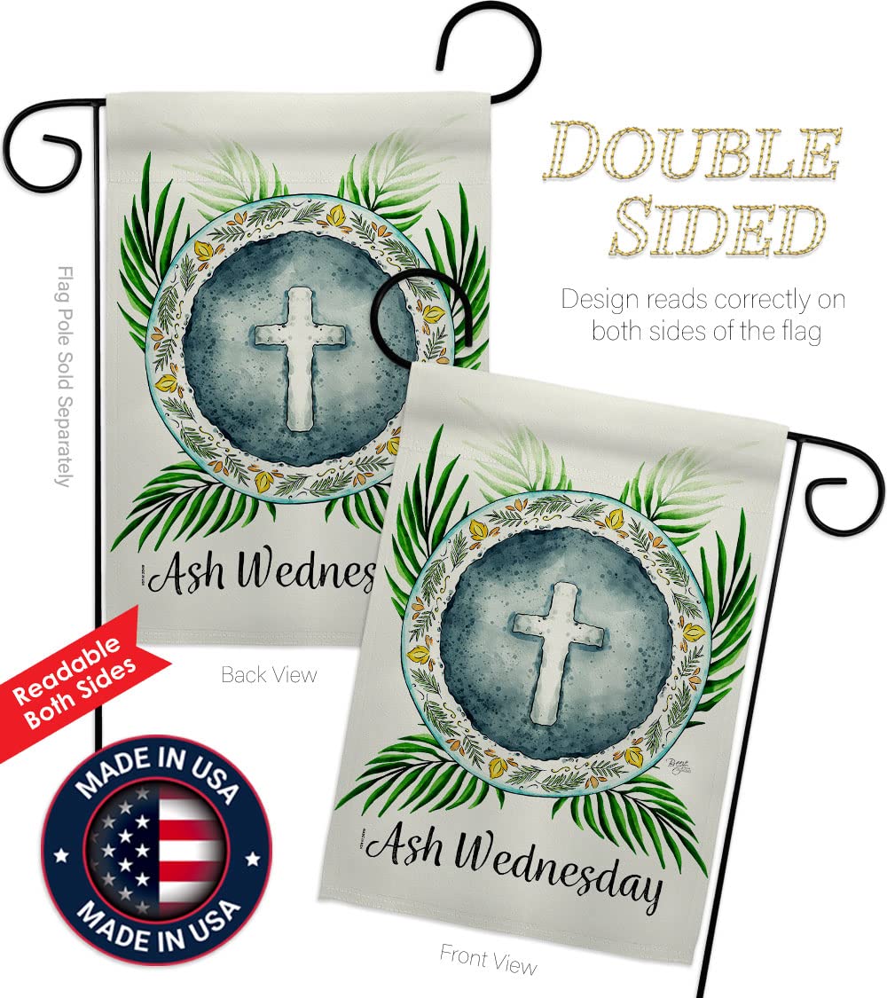 Breeze Decor Holy Ash Wednesday Garden Flag Set - Double-Sided Religious Christian Easter Decoration with Dove Symbol for Faith, Hope & Peace - Made in USA | Perfect for Church Yards, Home Gardens & Easter Celebrations