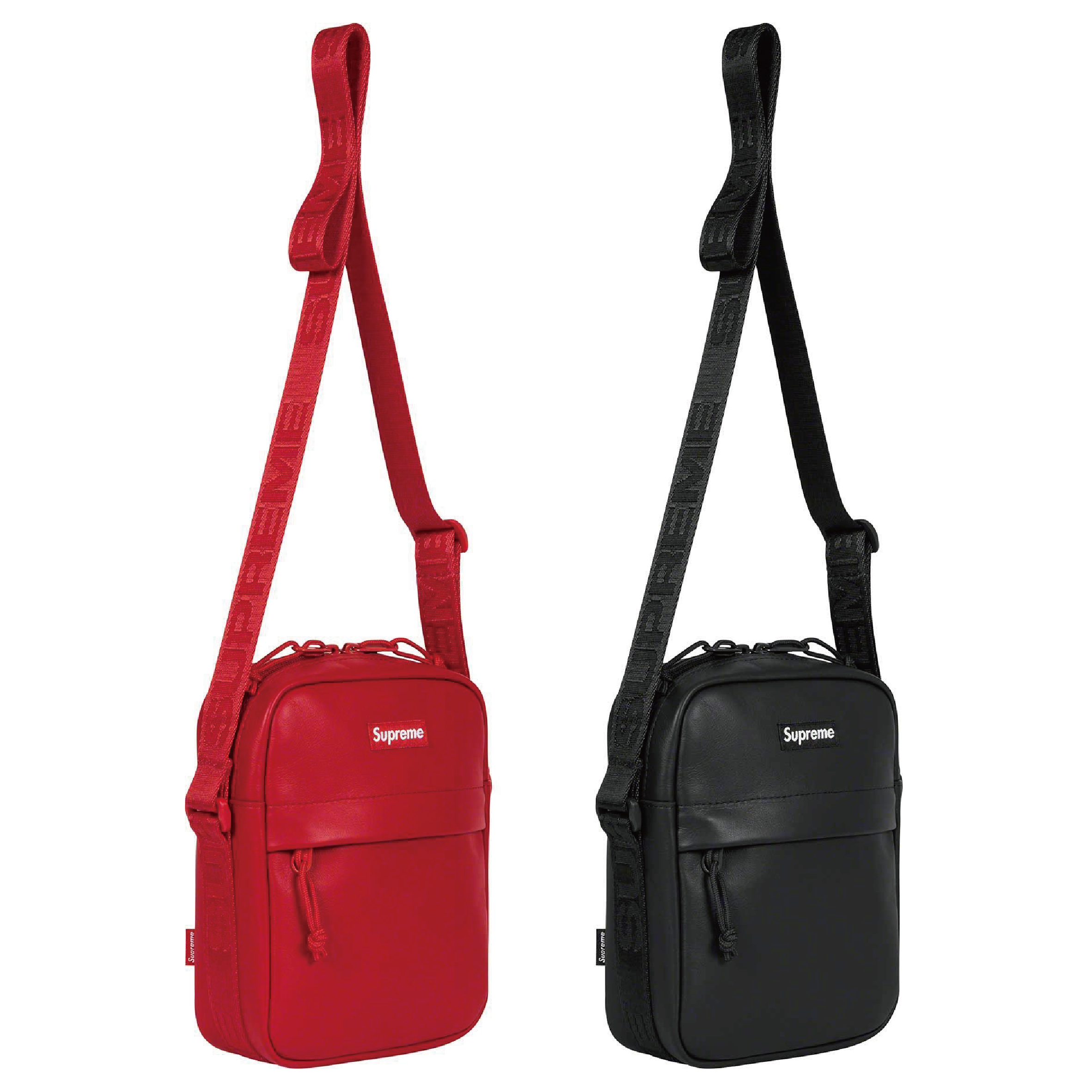 SUPREME 23FW Genuine Leather Shoulder Bag for Men & Women - Stylish Crossbody Purse for Travel, Work & Everyday Use