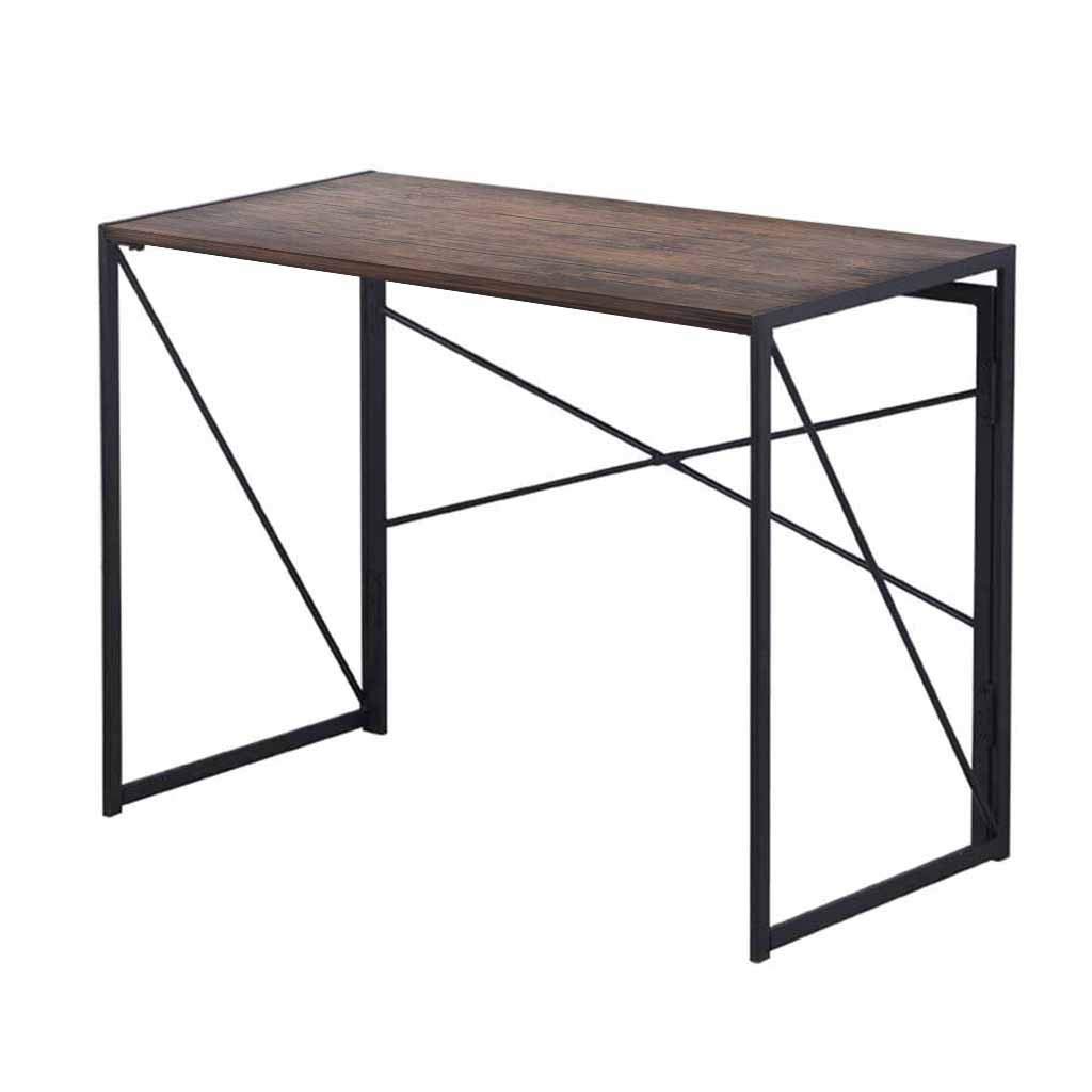 Simpleness Study Desk - Foldable Laptop Table for Home Office, Compact Writing Desk with Storage Shelf, Walnut Finish - Perfect for Small Spaces, Dorm Rooms & Work from Home Setups