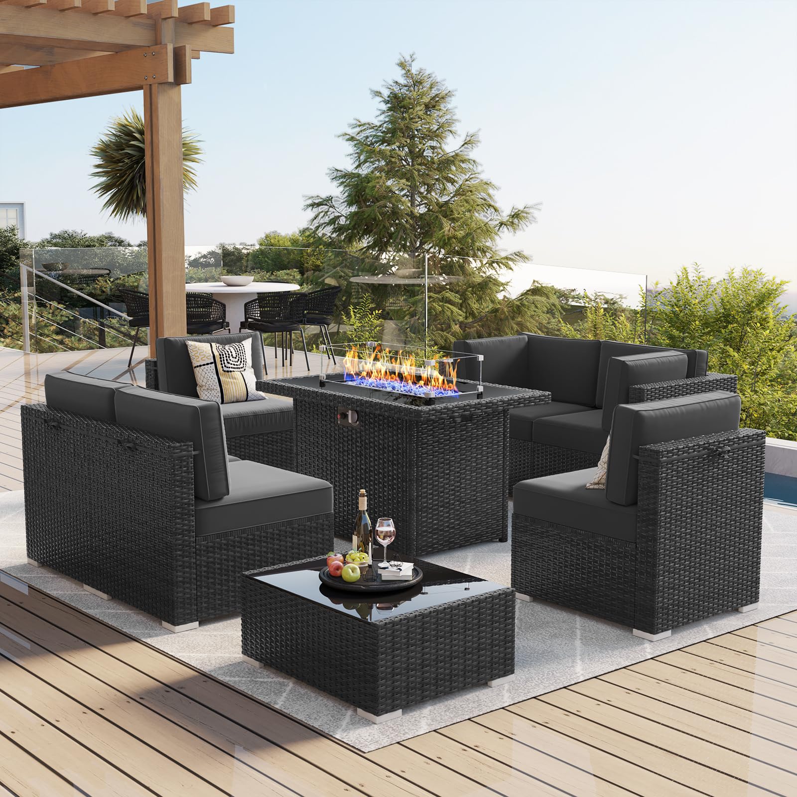 LayinSun 8-Piece Outdoor Patio Furniture Set with 44