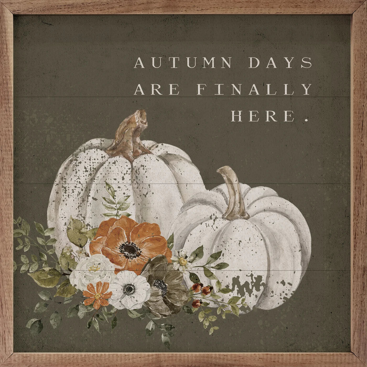 Autumn Days Are Here Wood Framed Print - Fall Home Decor Wall Art for Living Room, Bedroom & Office