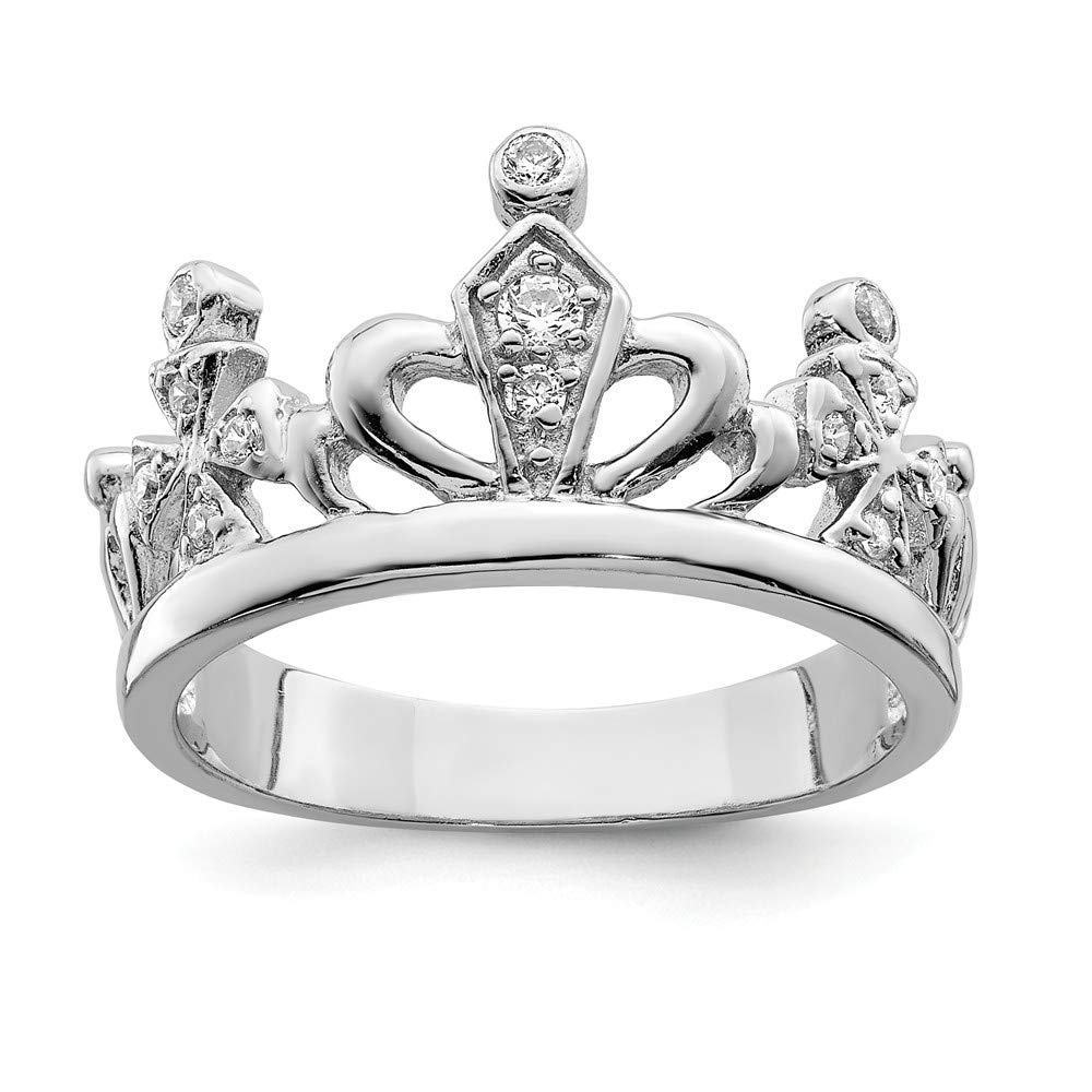925 Sterling Silver CZ Cubic Zirconia Crown Ring - Elegant Royal King Queen Anniversary Band for Couples, Wedding, Engagement & Special Occasions
