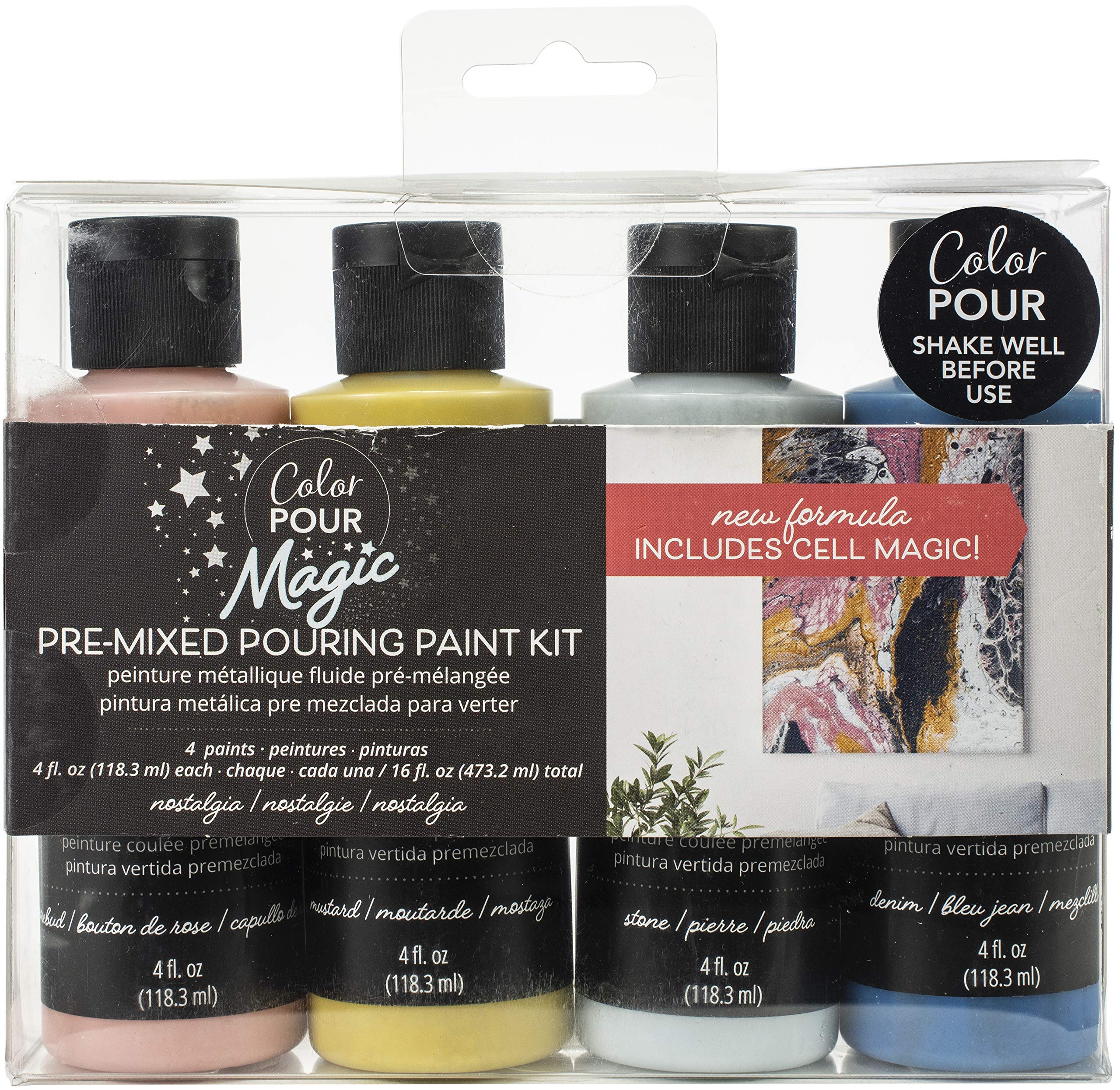 American Crafts Color Pour Magic Kit - Nostalgia Edition | DIY Acrylic Pouring Art Supplies for Adults & Kids | Perfect for Home Decor, Gifts & Creative Projects