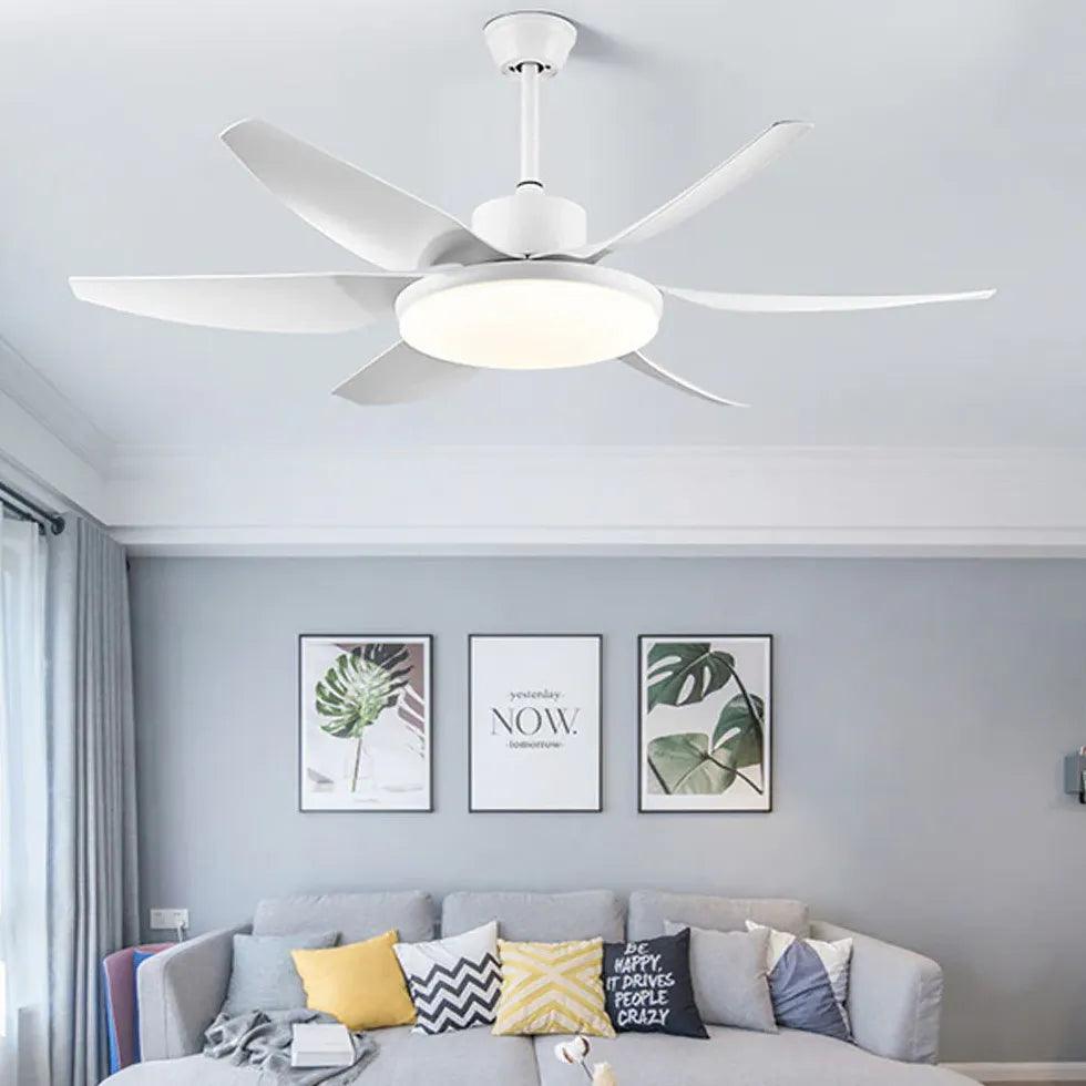 Modern White Ceiling Fan with Light - Minimalist Design for Living Room, Bedroom & Office - Energy Efficient & Quiet Operation