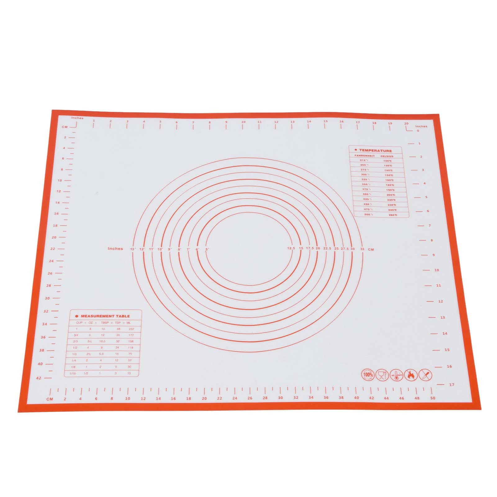 Non-Stick Fiberglass Silicone Pastry Mat for Baking - Durable Dough Rolling Mat with Strong Adhesive for Pizza, Cookies, Pies (Red) | Perfect for Home Kitchens & Professional Bakeries