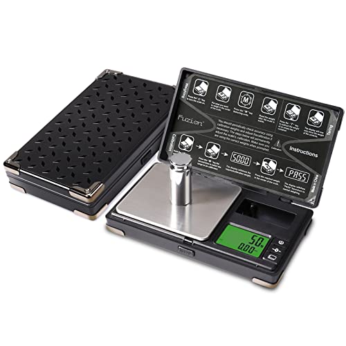Fuzion 200g x 0.01g Digital Pocket Scale - Precision Mini Gram Scale for Herbs, Food, Jewelry & More (Ounces/Grains) | Portable Travel Scale with Calibration Weights & Battery | Perfect for Kitchen, Lab, Travel & Small Business Use