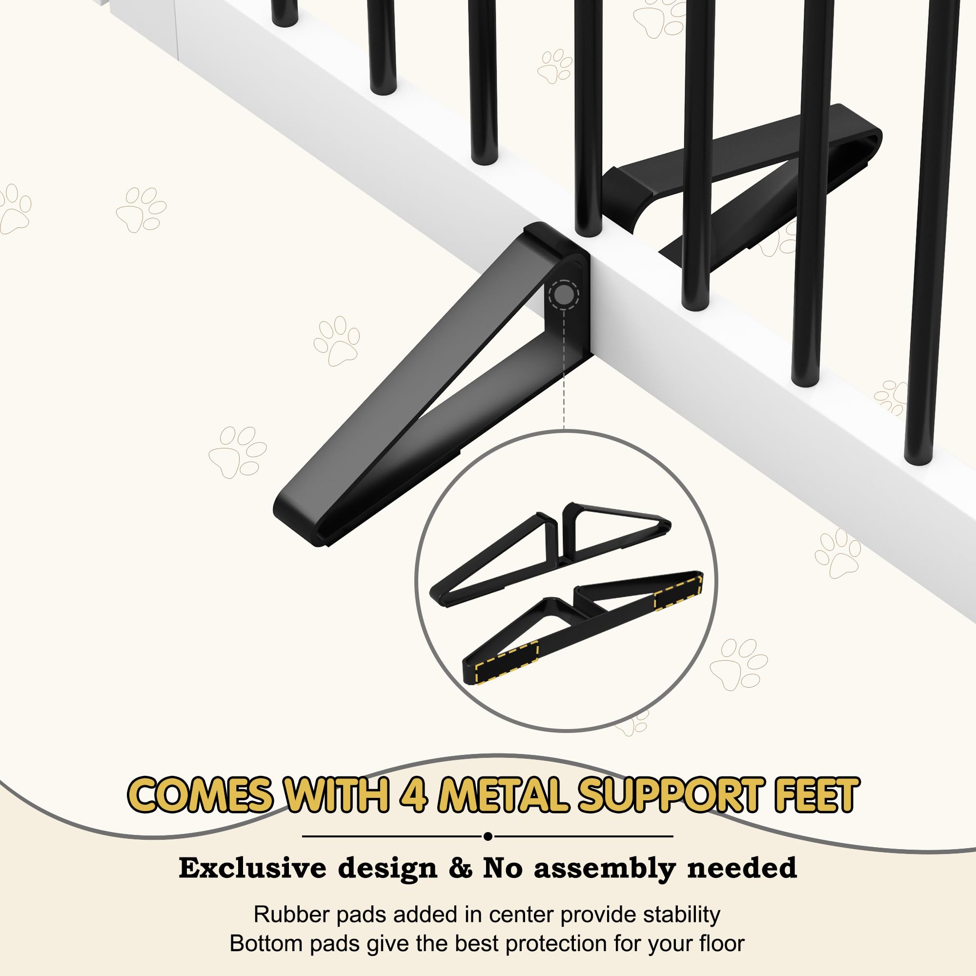 Freestanding Pet Gate with Door - Extra Wide 120 Inch Tall Dog Gate for House - 6 Panel 32