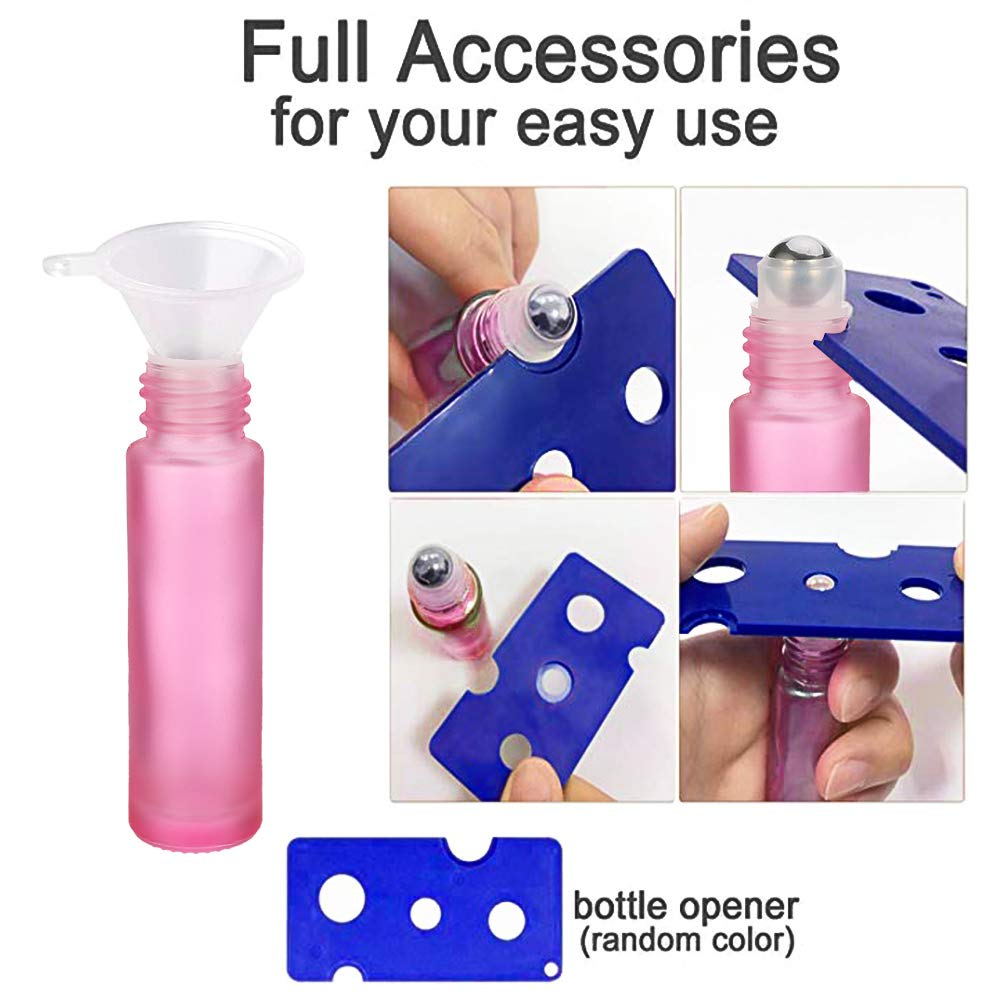 Tiopeia 8-Pack 10ml Essential Oil Roller Bottles - Frosted Glass Roll-On Bottles with Stainless Steel Balls for Aromatherapy, DIY Blends & Fragrance Oils | Perfect for Travel, Yoga, Massage & Stress Relief