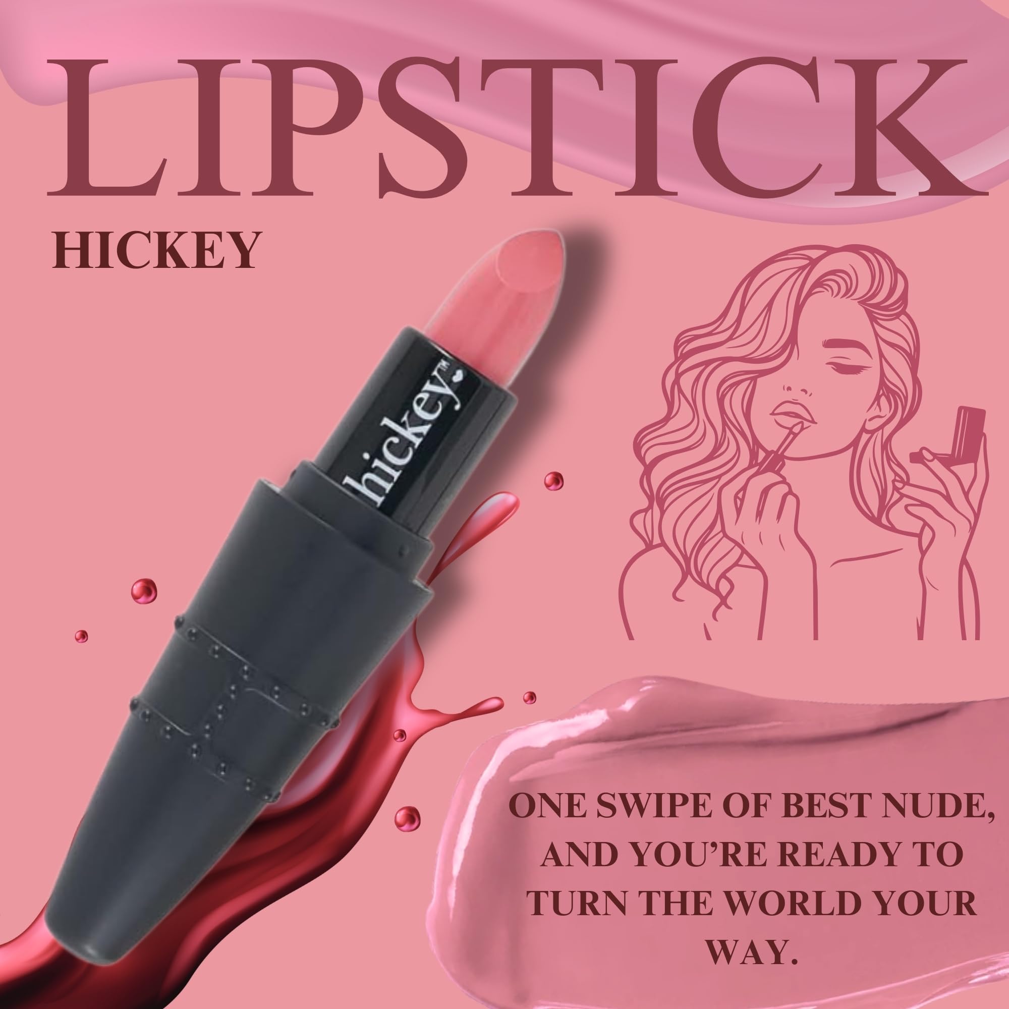 Organic Refillable Nude Lipstick for Women - 24 Hour Long Lasting & Moisturizing Vegan Lipstick with Velvet Finish | Gluten Free, Highly Pigmented | Perfect for Daily Wear, Date Night & Special Occasions