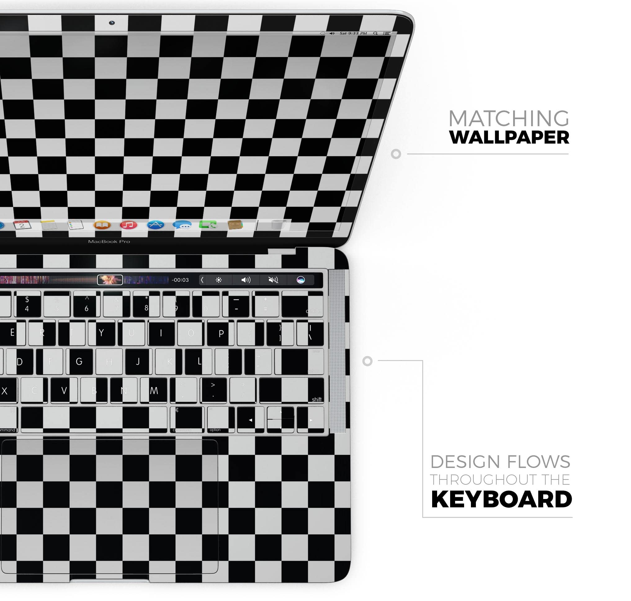 Checkerboard Full-Body Protective Skin Wrap for MacBook Pro 13