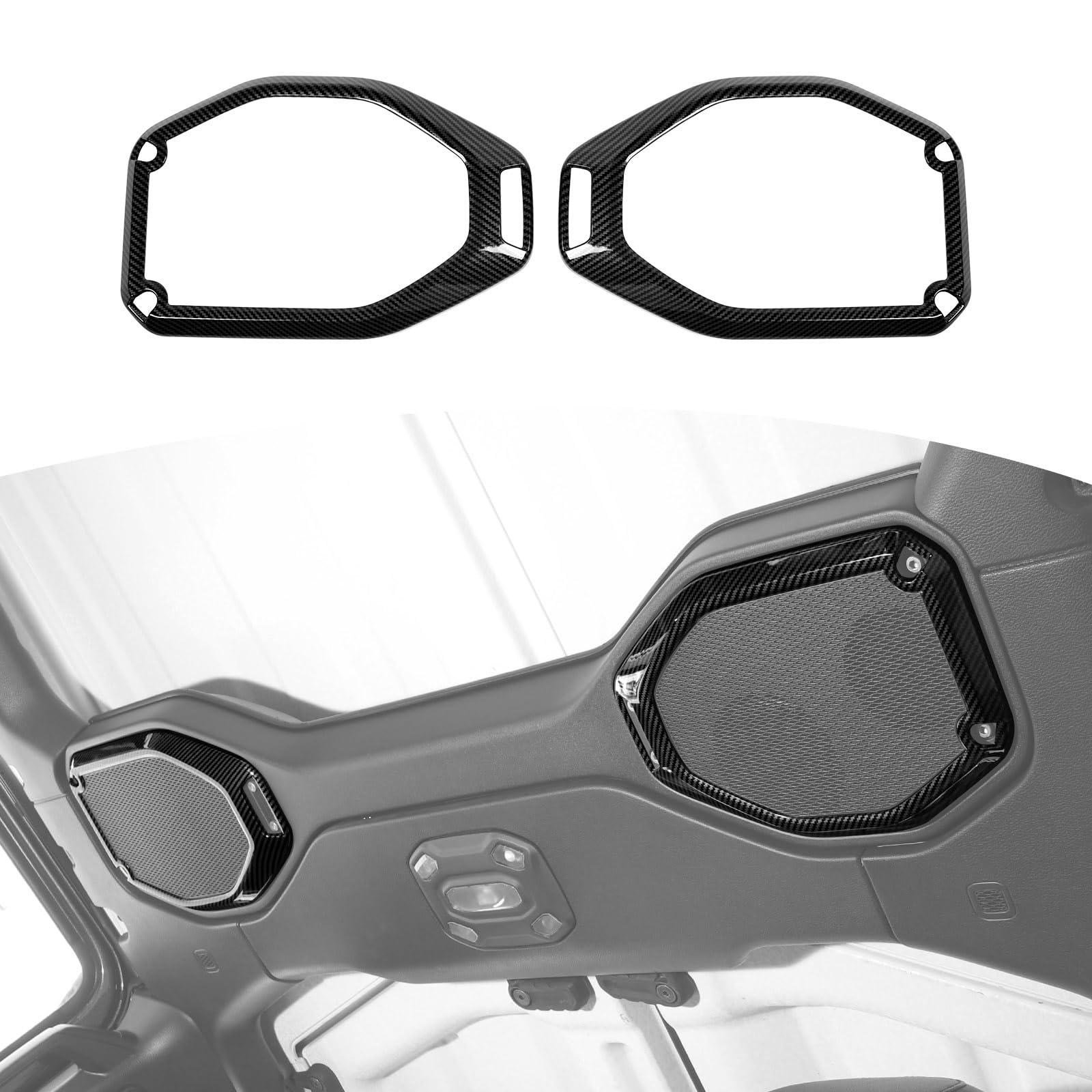 Carbon Fiber Speaker Cover Trim for Jeep Wrangler JL/JLU & Gladiator JT (2018-2023) - Interior Accessories Set of 2 - Upgrade Your Off-Road Adventure Sound System