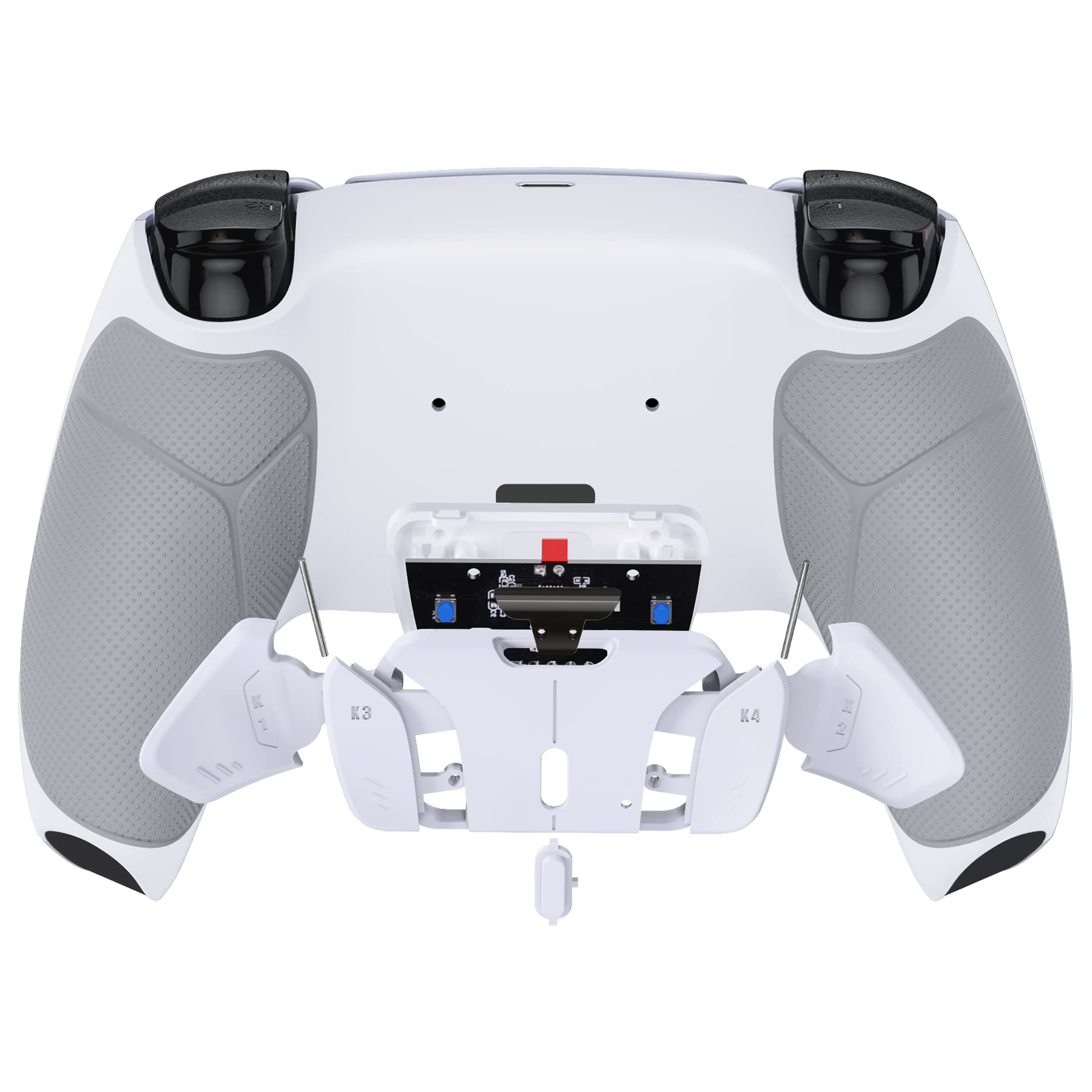 eXtremeRate Programmable RISE4 Remap Kit for PS5 Controller BDM-030/040/050 - Remapper Board, Rubberized Grip Back Case & Paddle Buttons (White Gray) - Perfect for Competitive Gaming & Custom Controller Setup