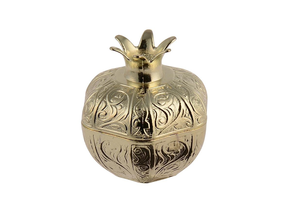 LaModaHome Gold Large Pomegranate Sugar Bowl - Elegant Kitchen & Dining Accessory for Home, Wedding Parties, Chocolate & Powder Sugar Serving - Perfect for Coffee Stations, Dessert Tables & Tea Time